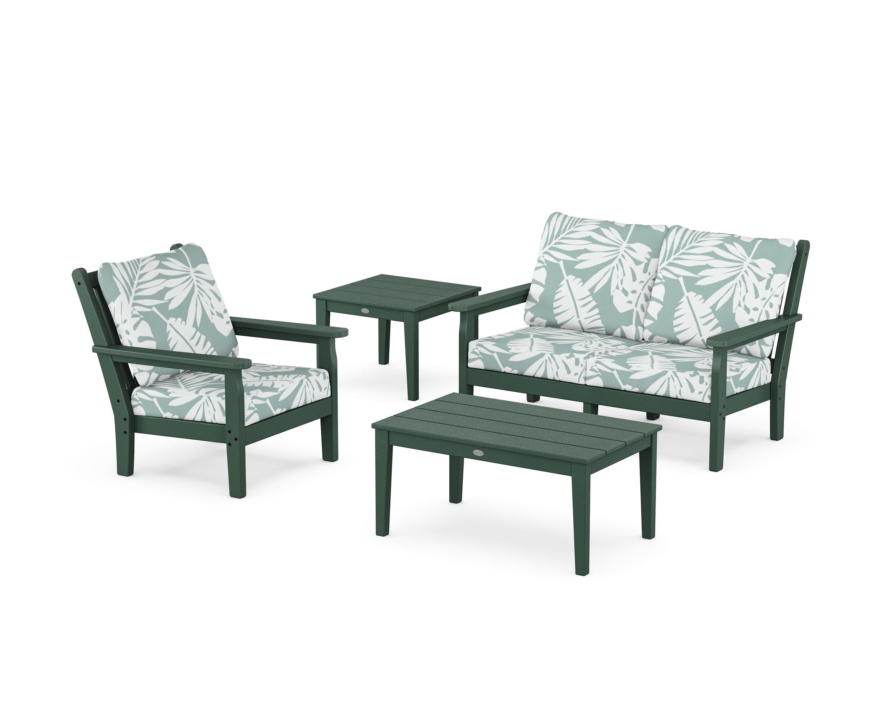 POLYWOOD Chippendale 4-Piece Deep Seating Set in Green / Leaf Glacier Spa