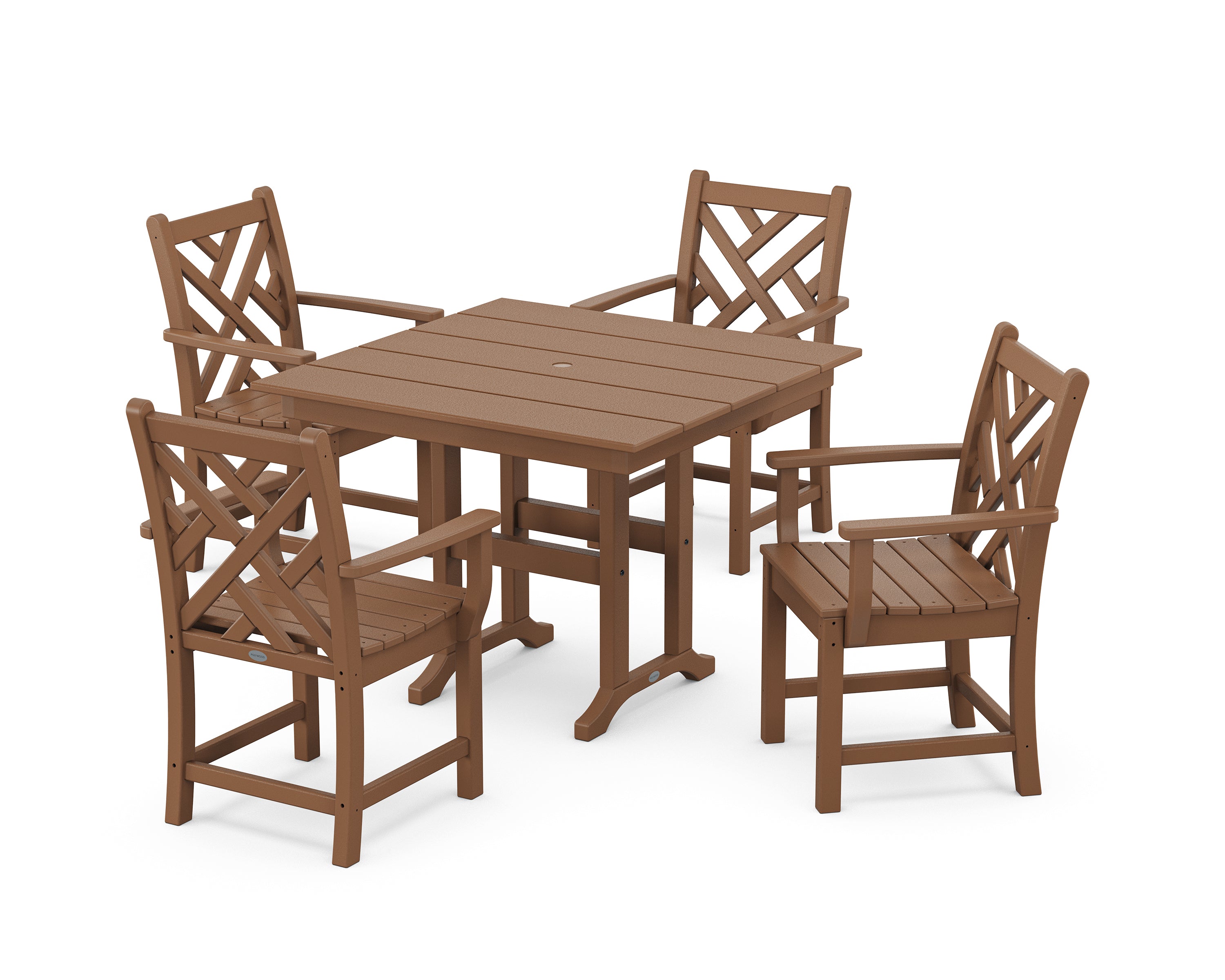 POLYWOOD Chippendale 5-Piece Farmhouse Dining Set in Teak