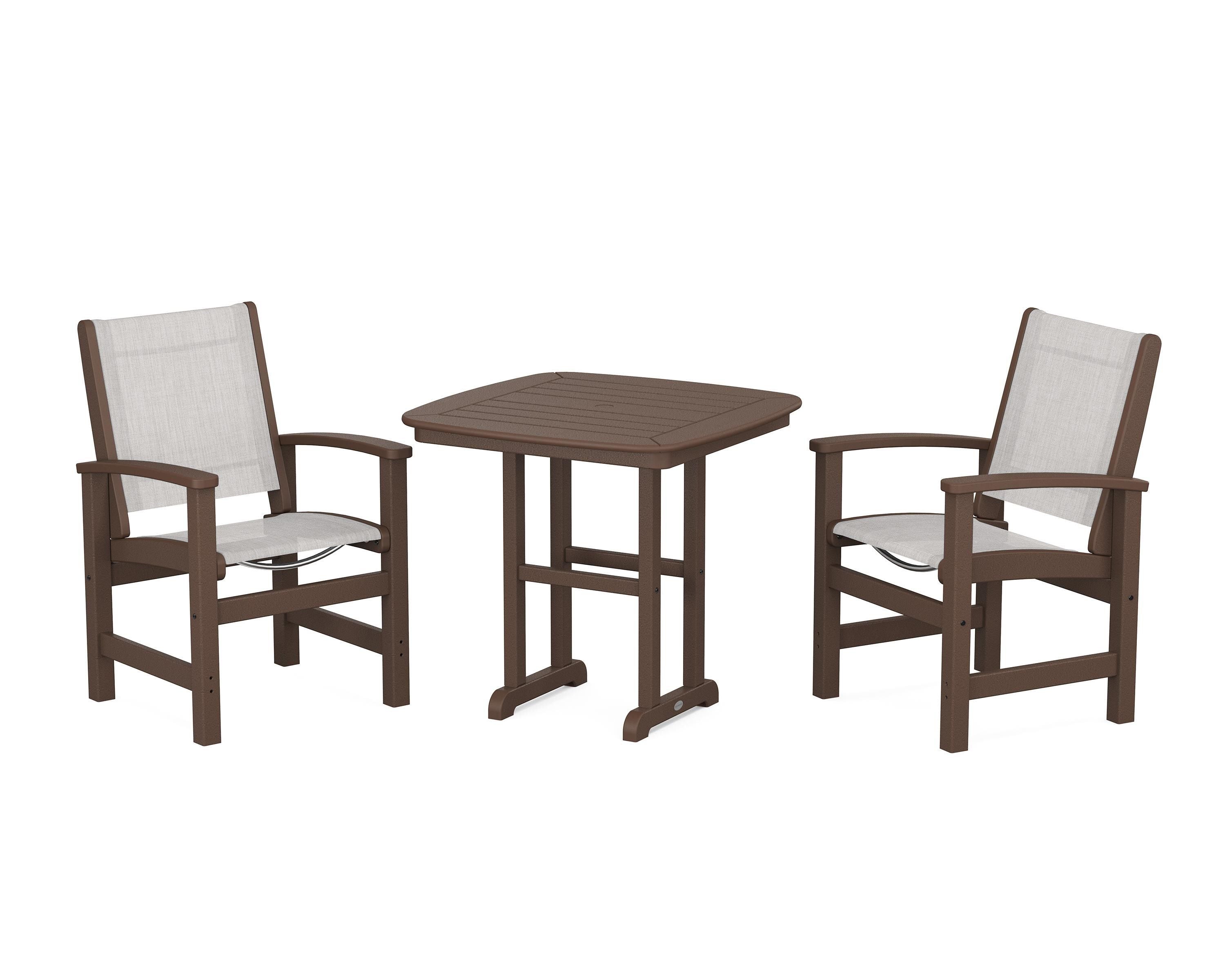 POLYWOOD Coastal 3-Piece Dining Set in Mahogany / Parchment Sling