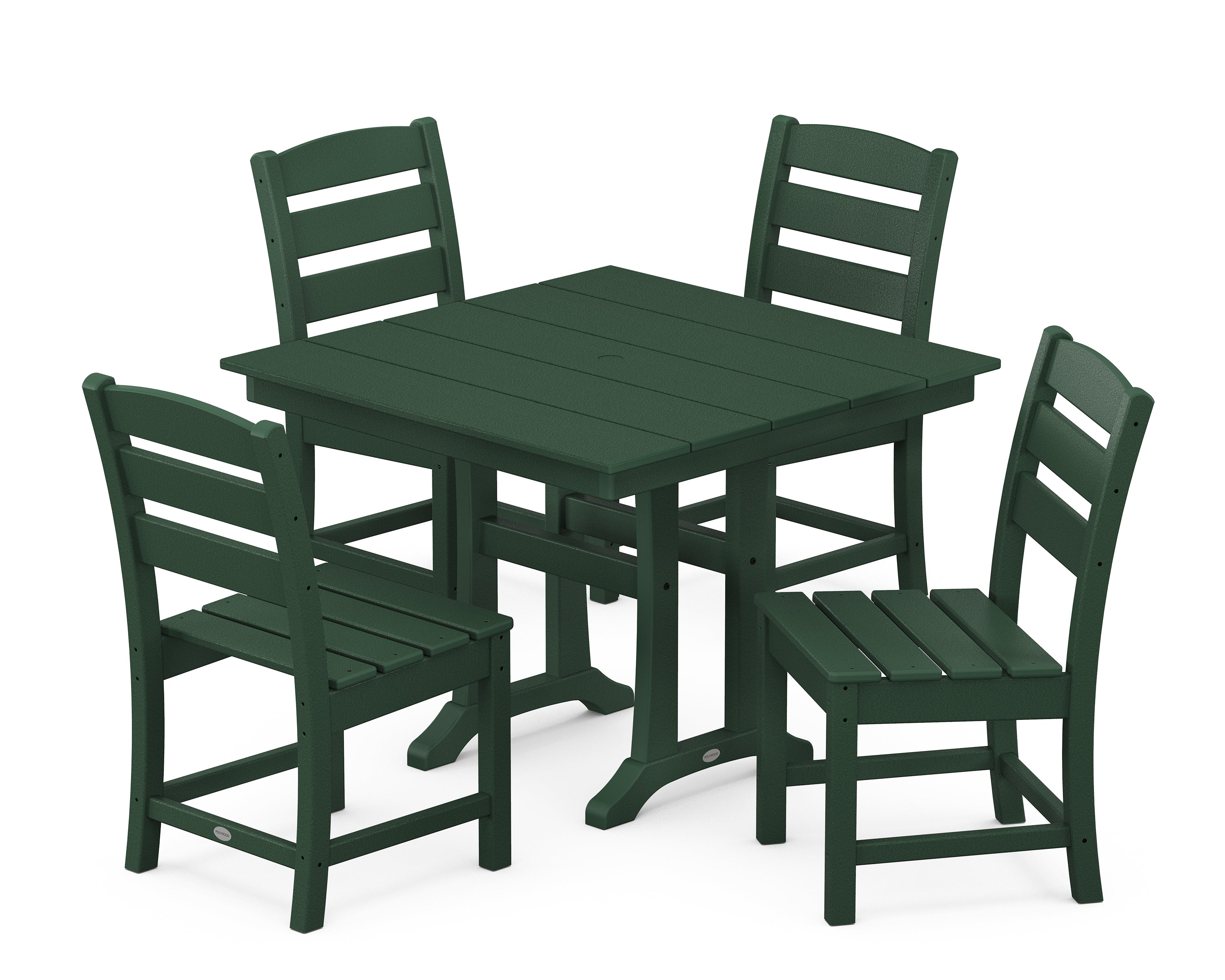 POLYWOOD® Lakeside 5-Piece Farmhouse Trestle Side Chair Dining Set in Green