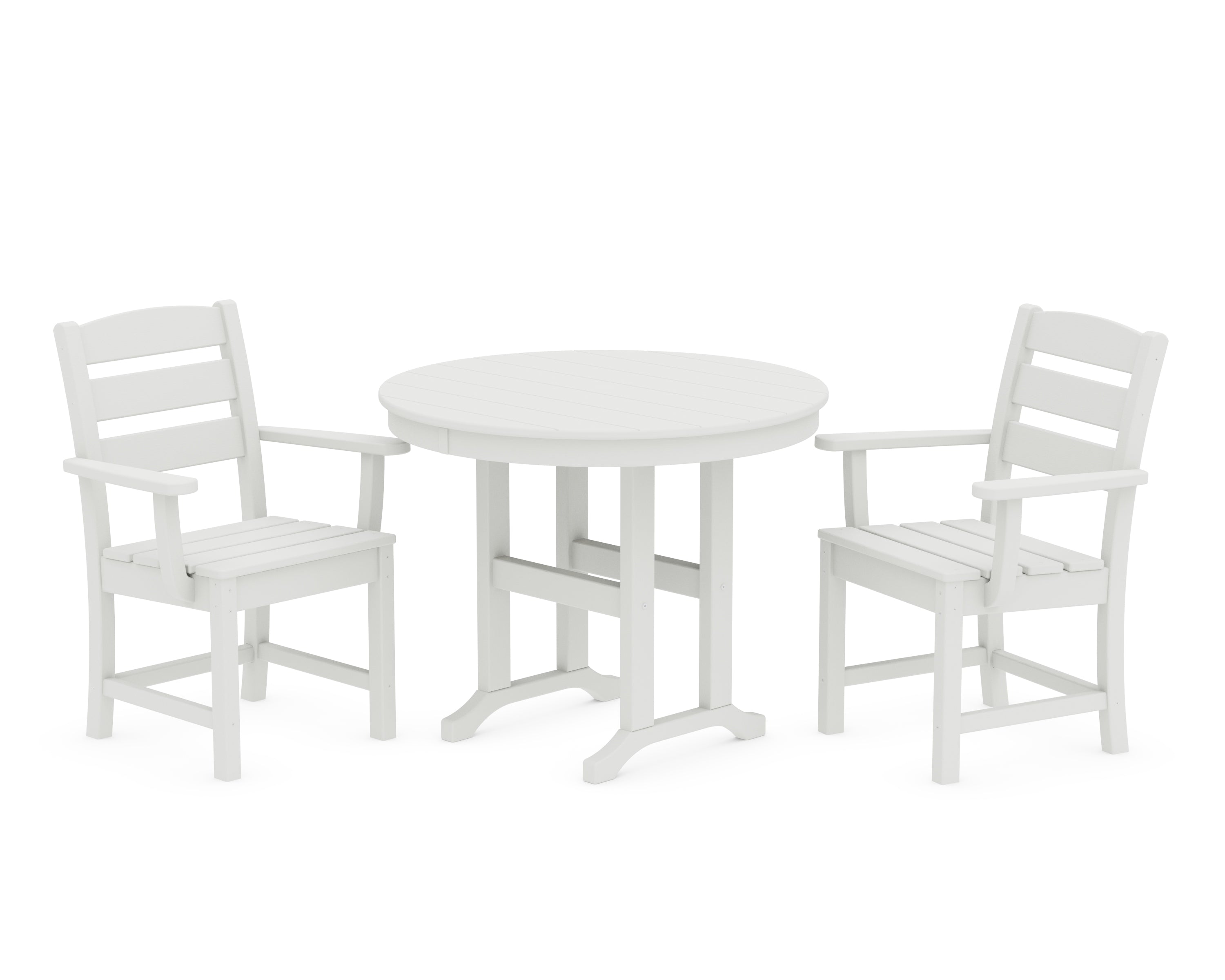 POLYWOOD Lakeside 3-Piece Round Dining Set in Vintage White