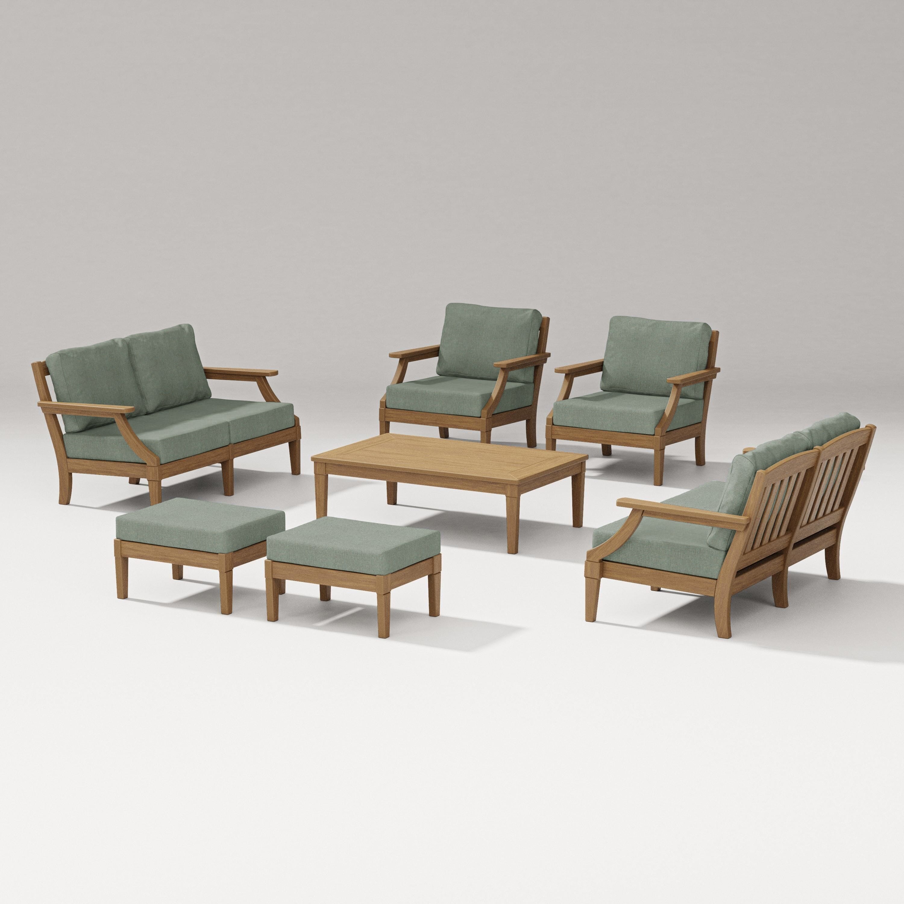 PW Designer Series Estate 7-Piece Lounge Loveseat Set in Natural / Cast Sage