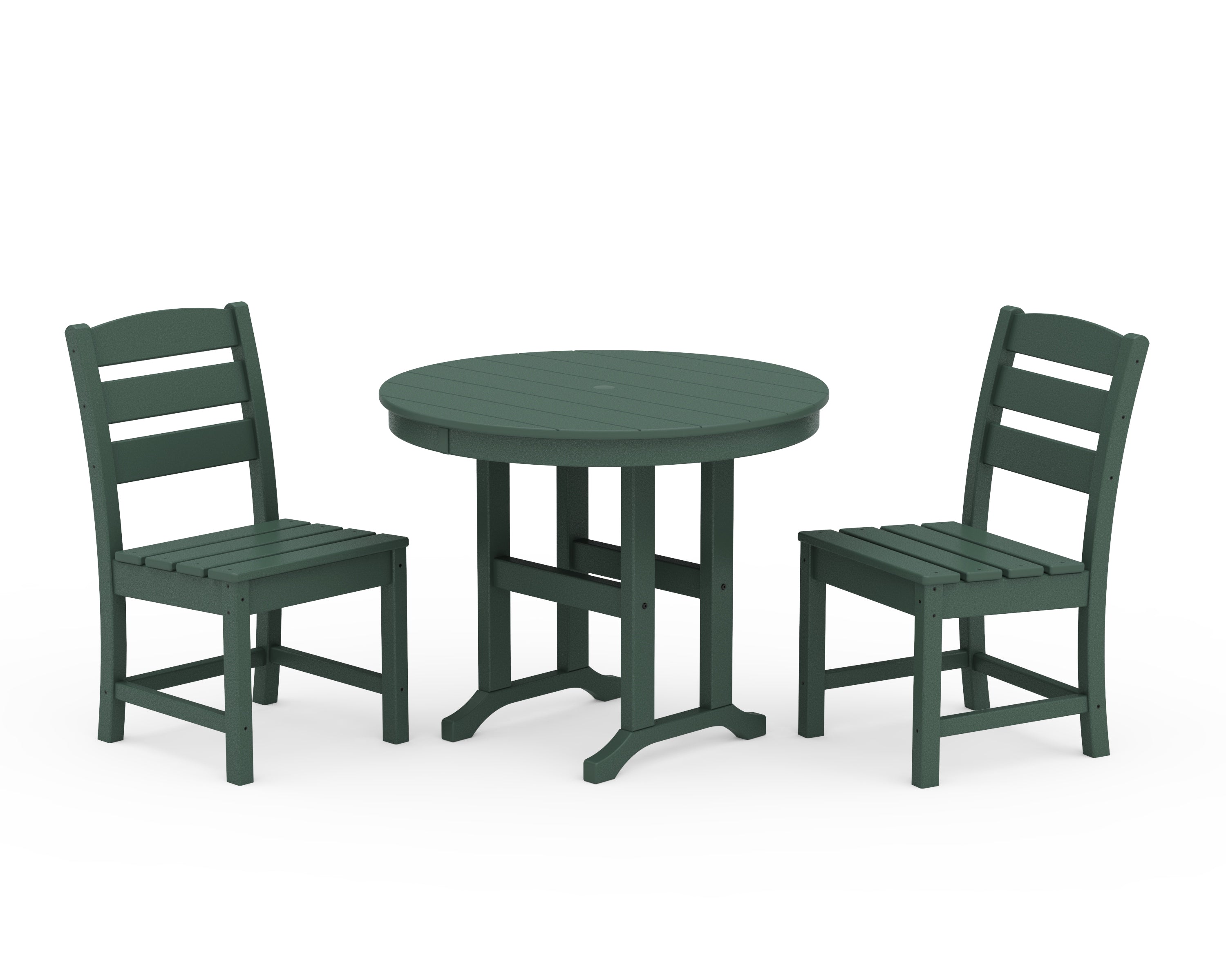 POLYWOOD Lakeside Side Chair 3-Piece Round Dining Set in Green