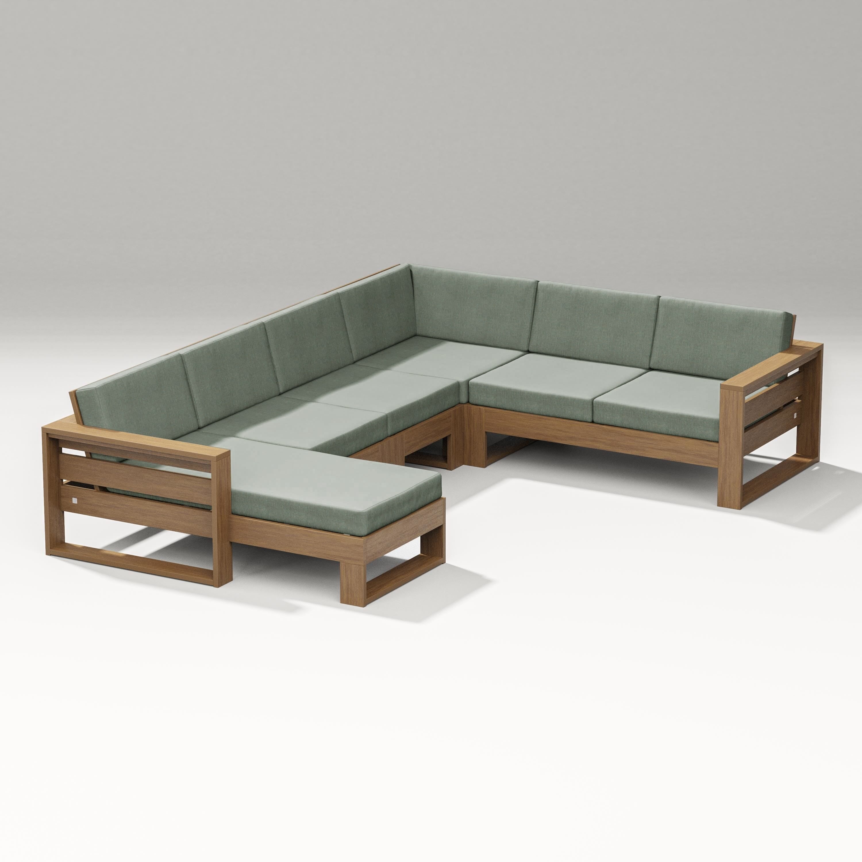 PW Designer Series Latitude Corner Sectional with Left Chaise in Natural / Cast Sage