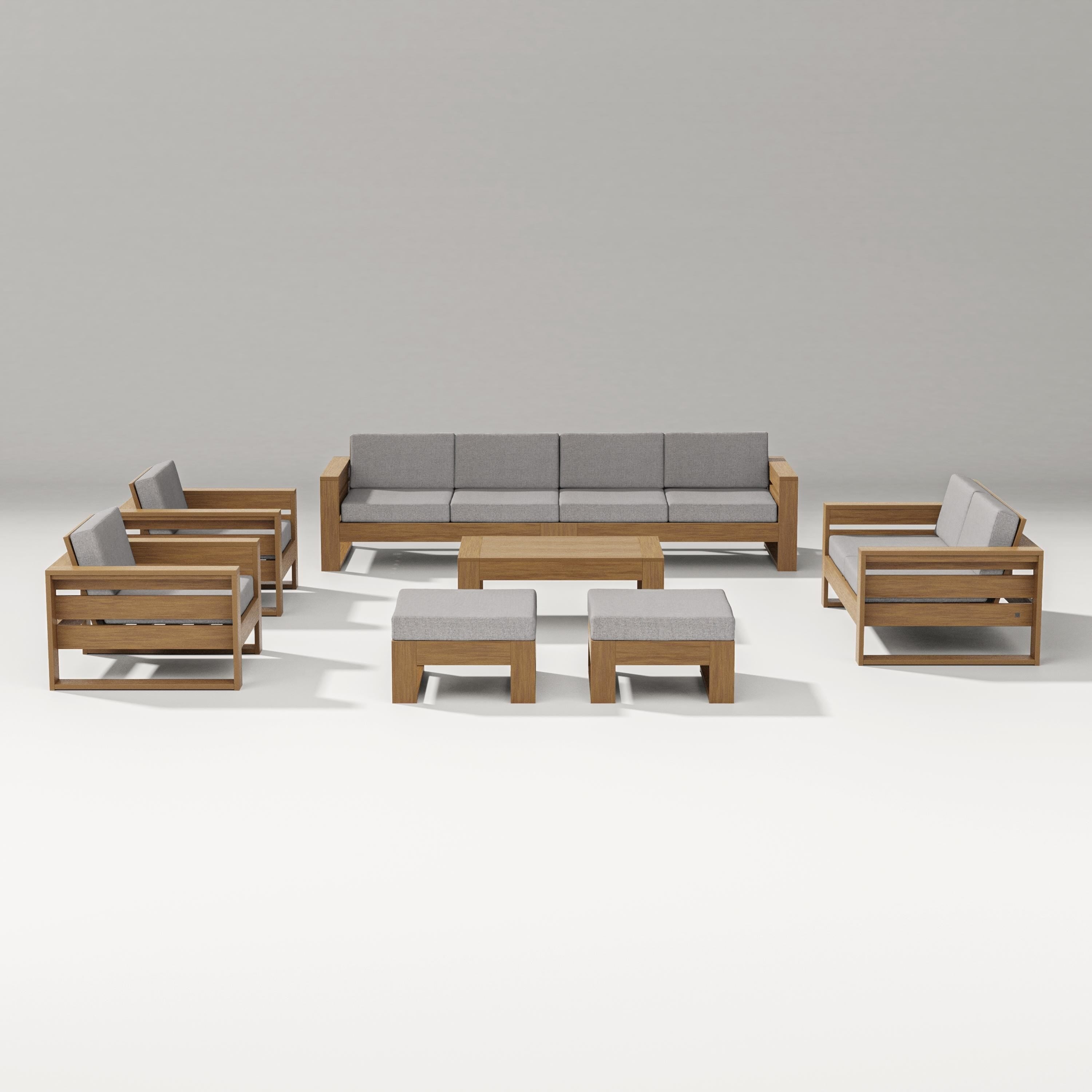 PW Designer Series Latitude 8-Piece Lounge Sofa Set in Natural / Grey Mist