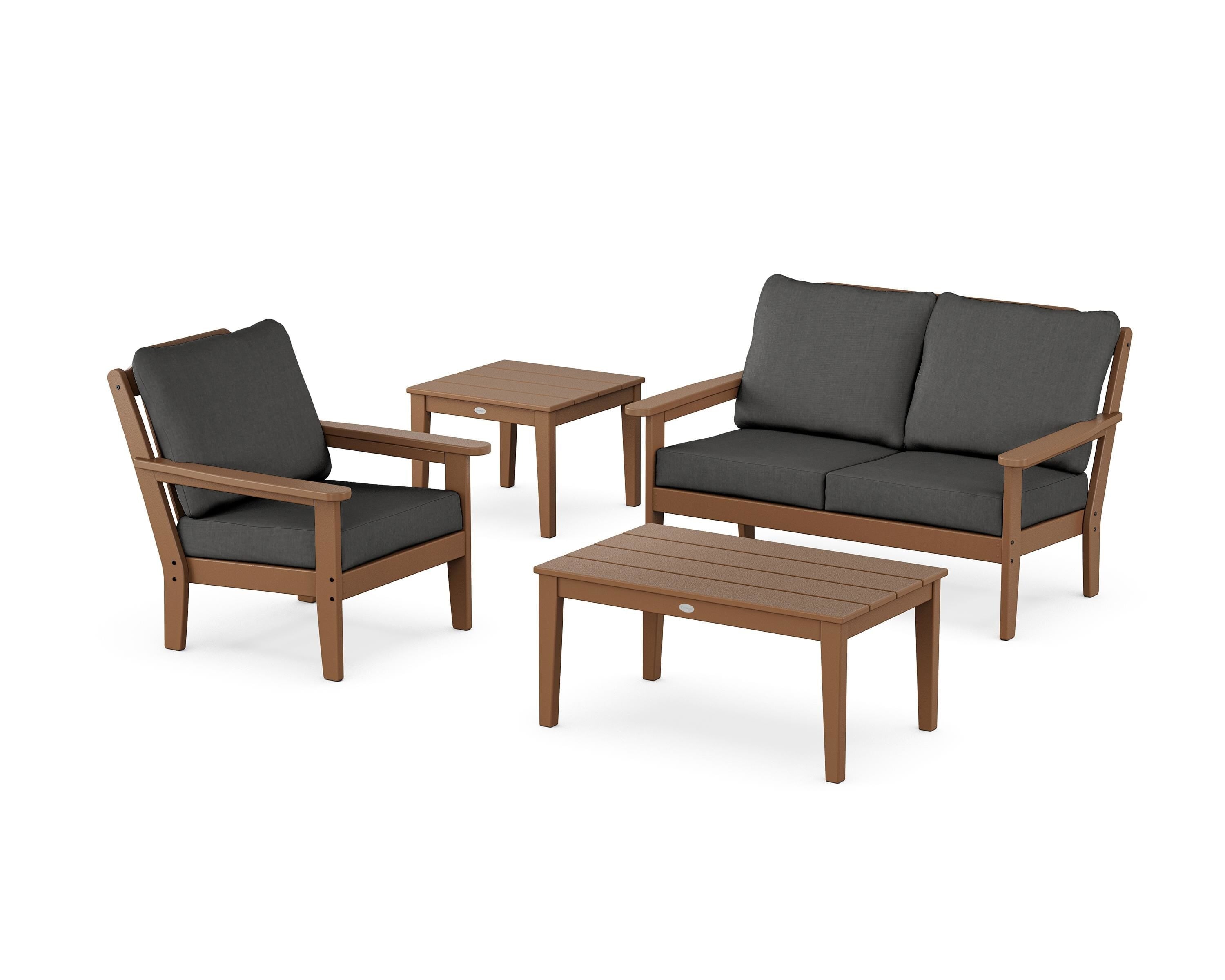 Country Living Wovendale 4-Piece Deep Seating Set in Teak / Spectrum Carbon
