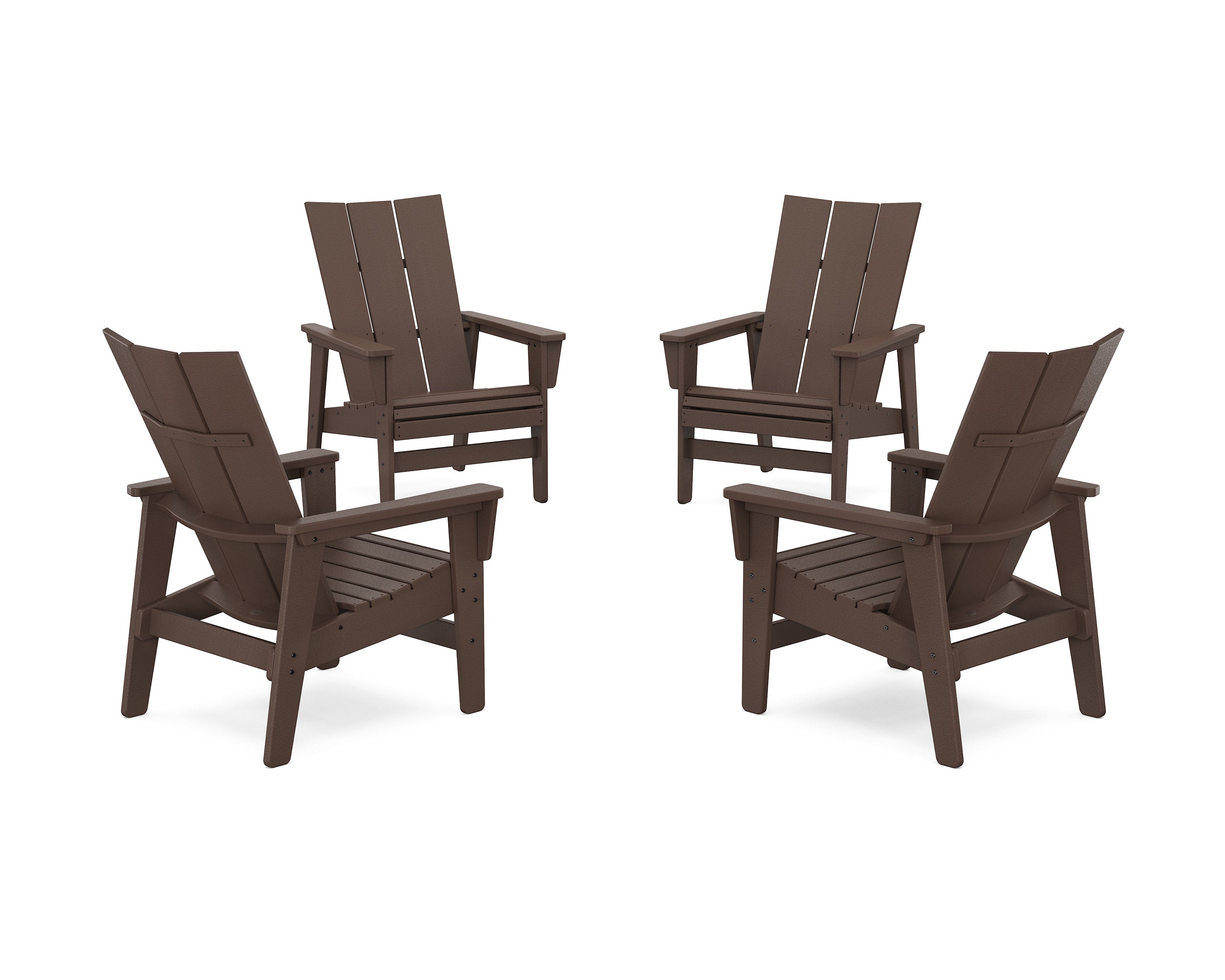 POLYWOOD® 4-Piece Modern Grand Upright Adirondack Chair Conversation Set in Mahogany