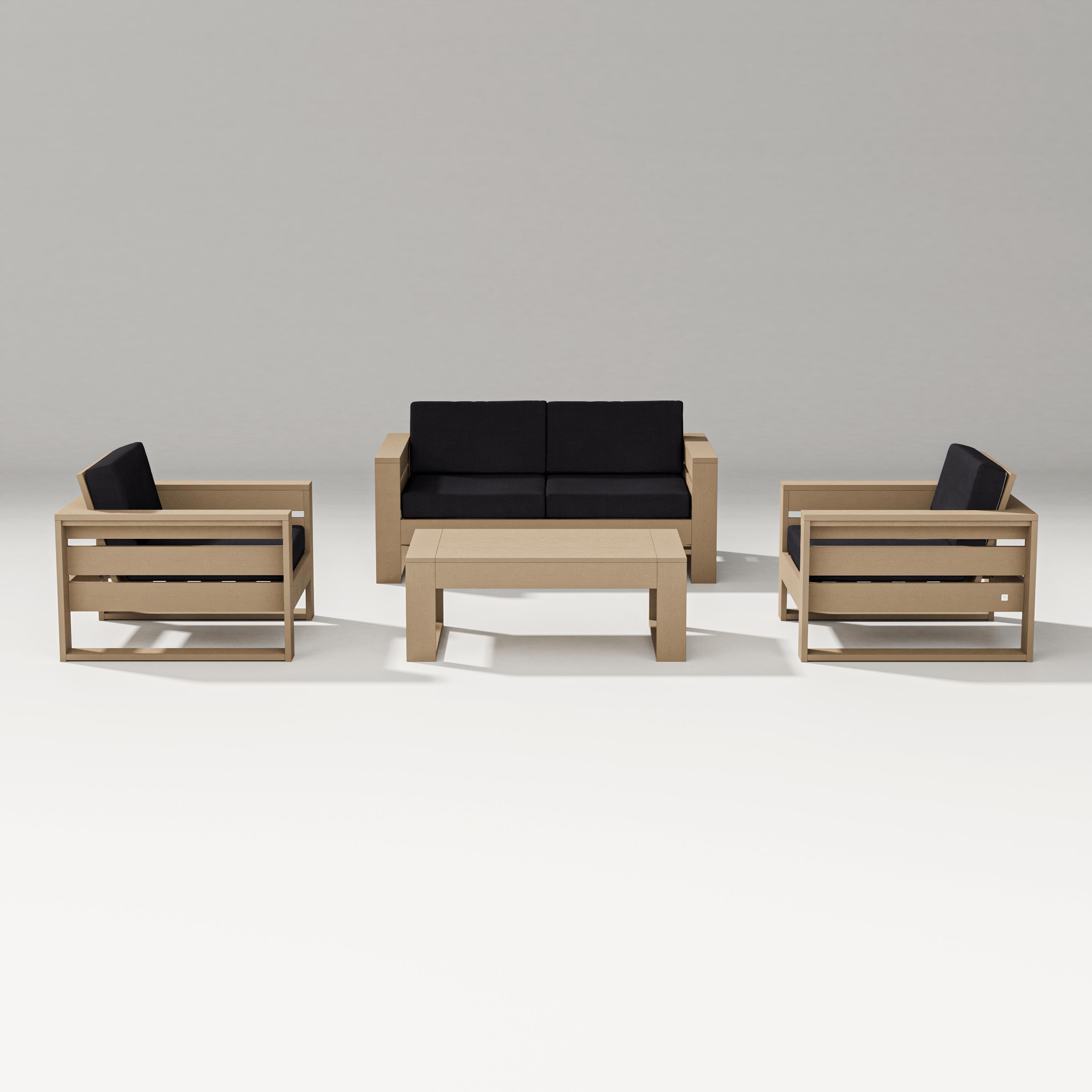 PW Designer Series Latitude 4-Piece Lounge Loveseat Set in Vintage Sahara / Midnight Linen