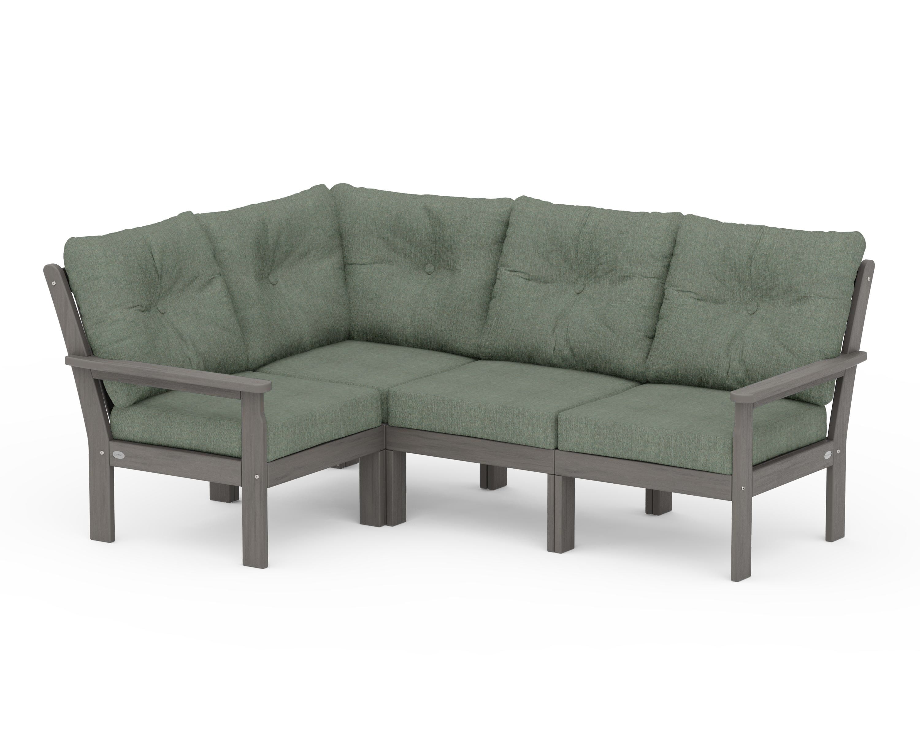 POLYWOOD Vineyard 4-Piece Sectional in Driftwood / Cast Sage