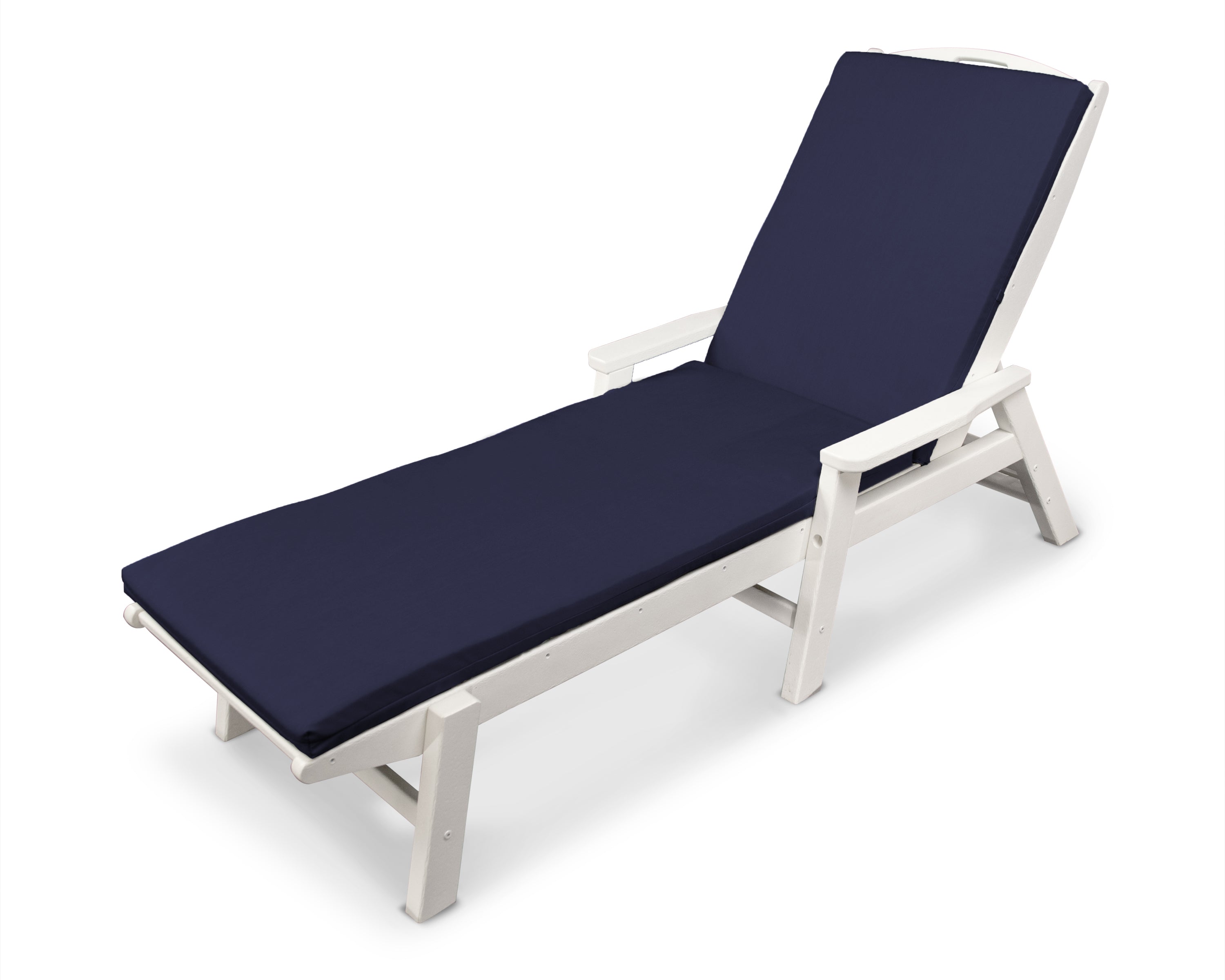 POLYWOOD® Nautical Chaise with Arms and Ateeva™ Cushion in White / Navy