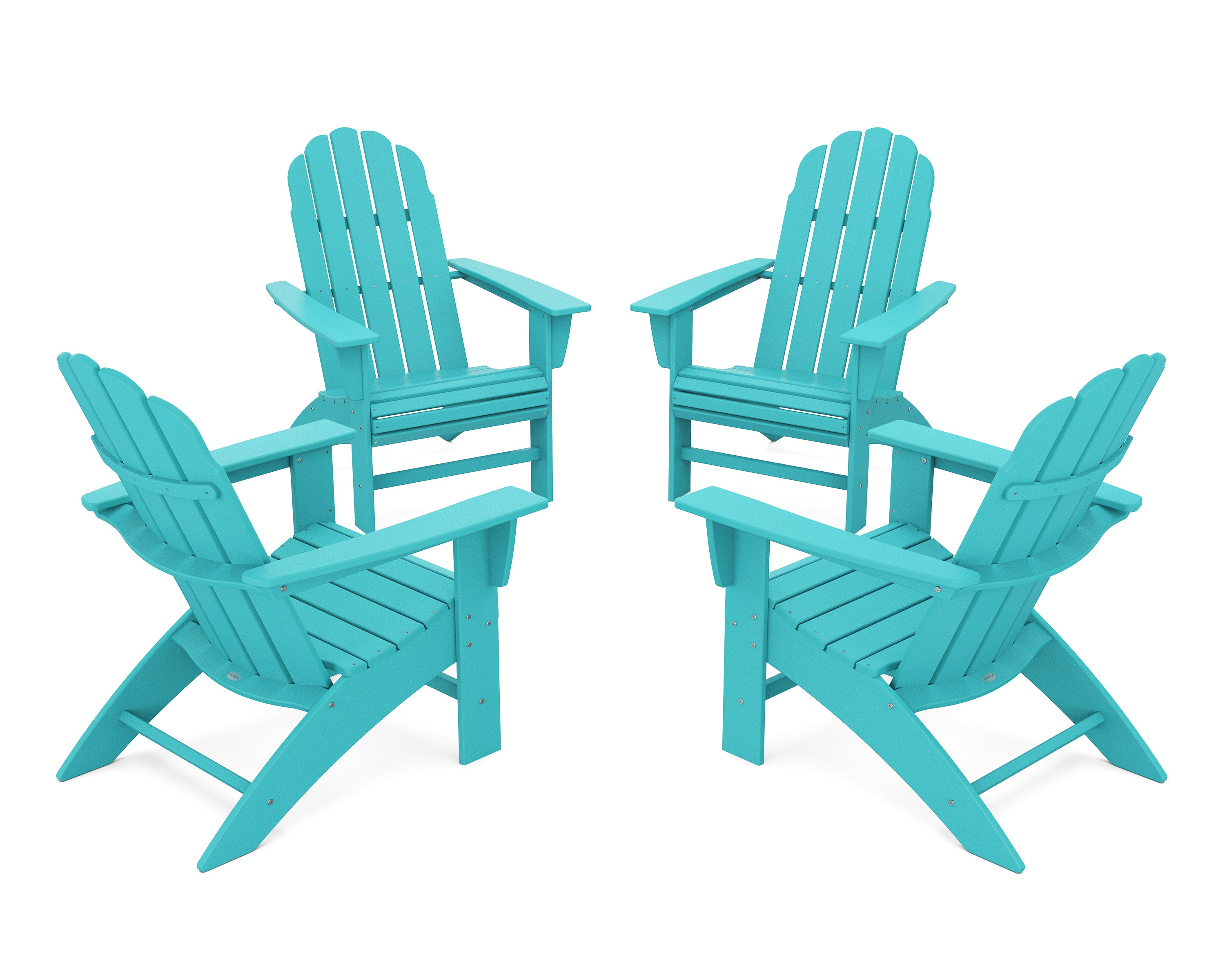 POLYWOOD® 4-Piece Vineyard Curveback Adirondack Chair Conversation Set in Aruba
