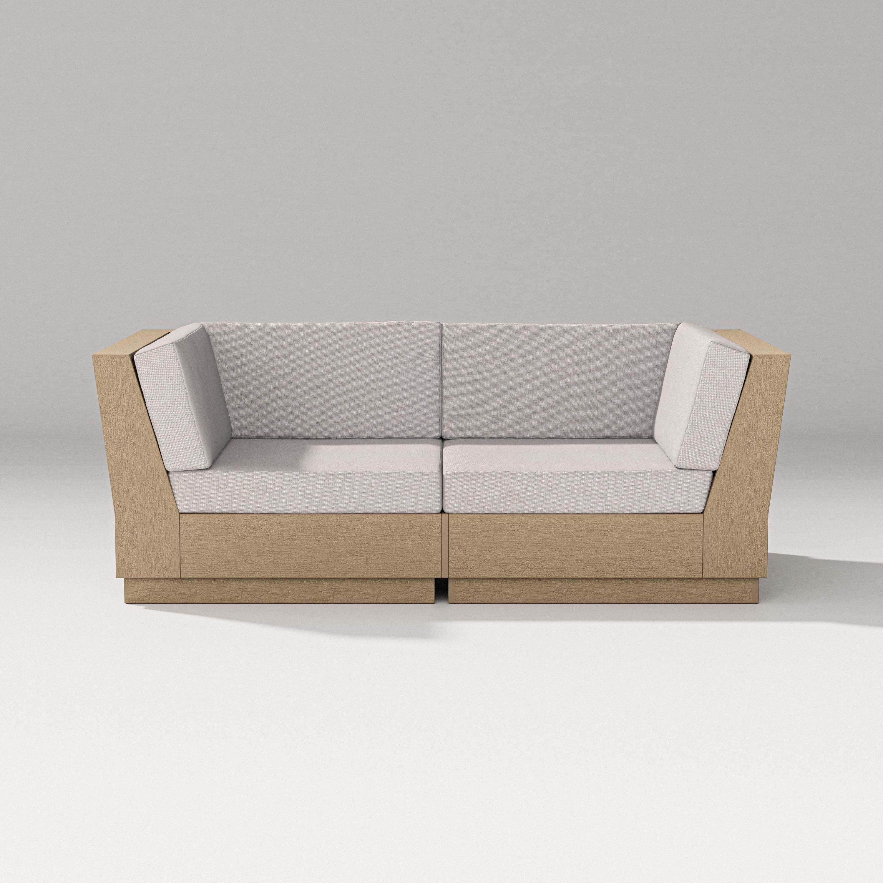 PW Designer Series Elevate Loveseat Sectional in Vintage Sahara / Dune Burlap