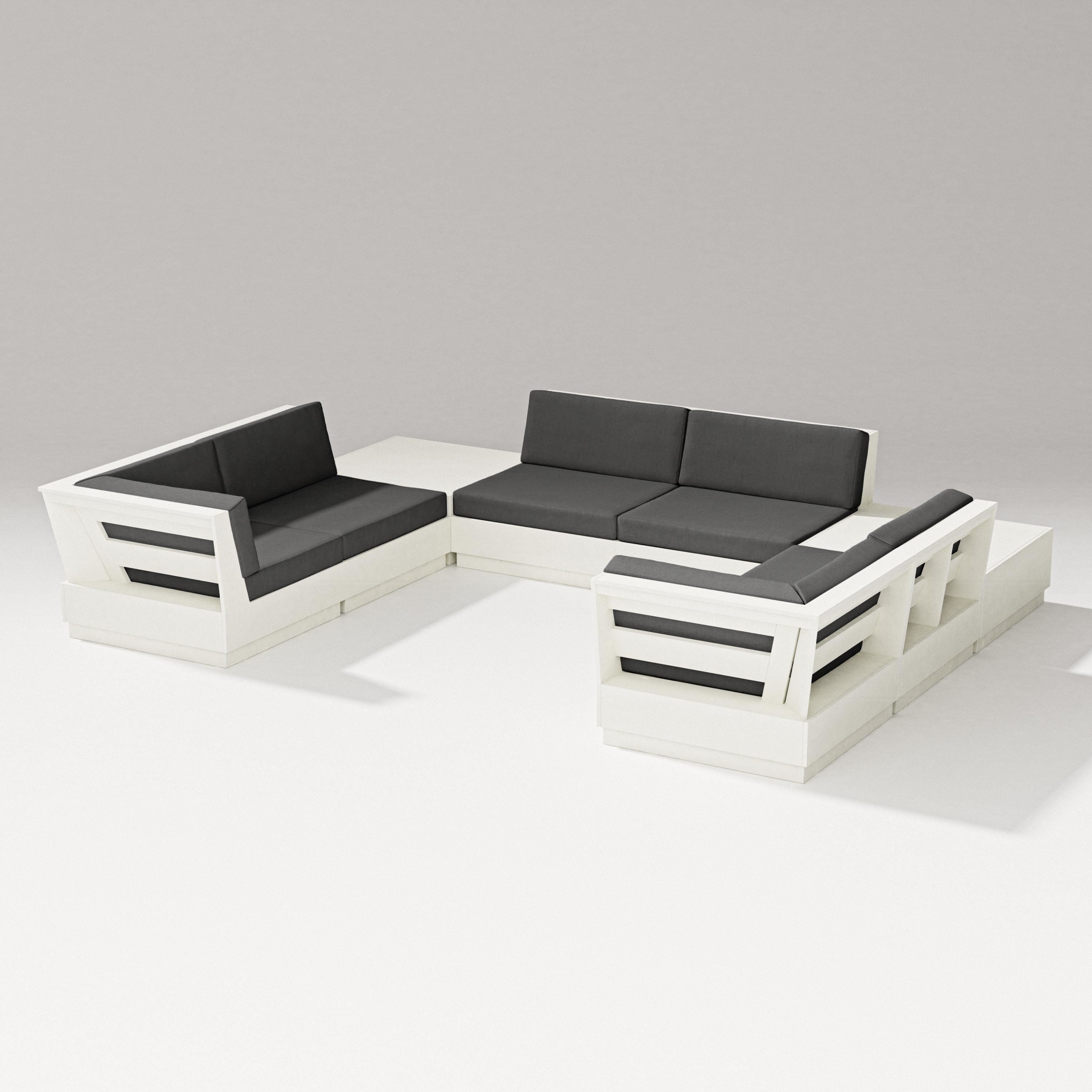 PW Designer Series Elevate 8-Piece U-Shaped Sectional in Vintage White / Spectrum Carbon