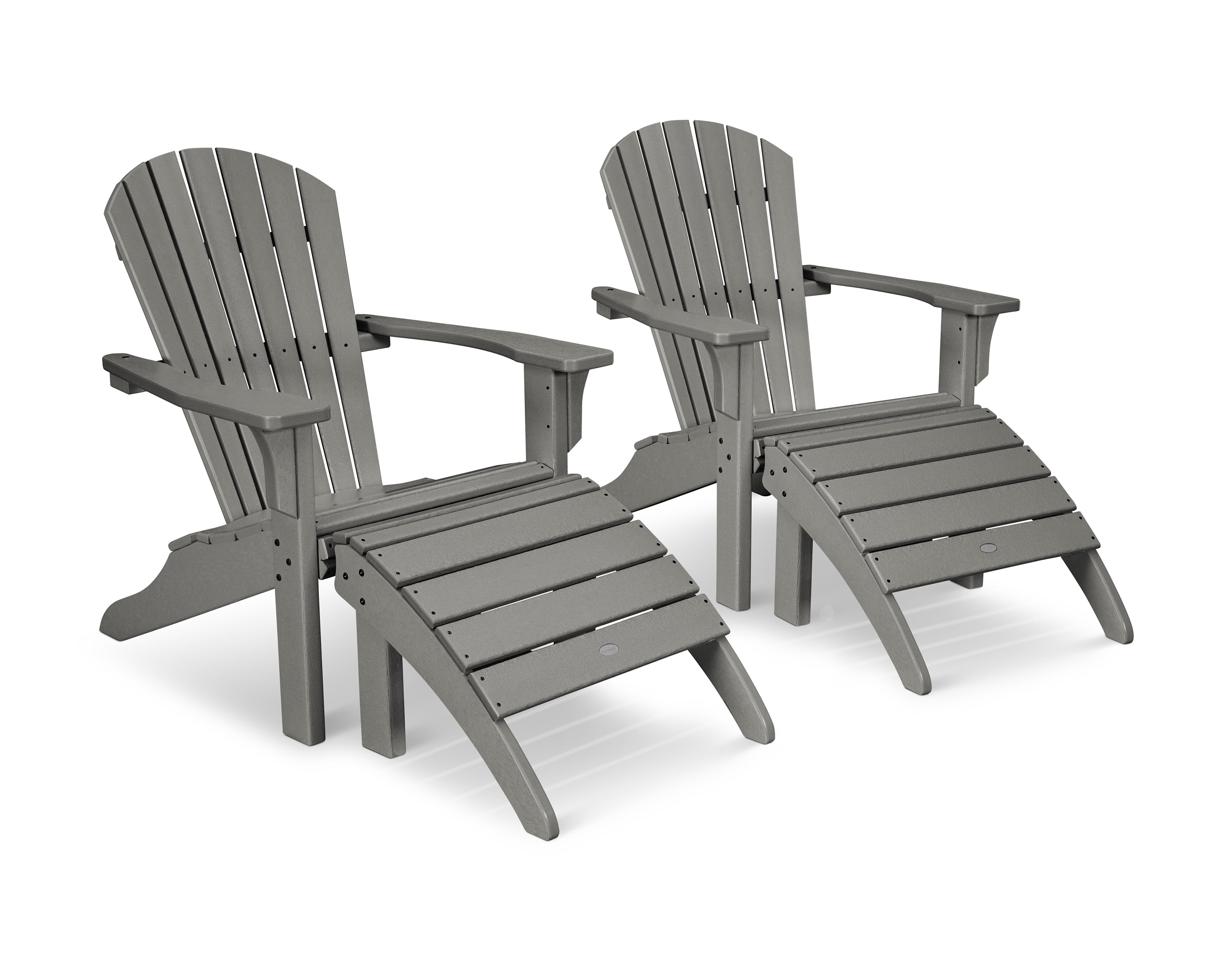 POLYWOOD® Seashell Adirondack Set with Ottomans in Slate Grey