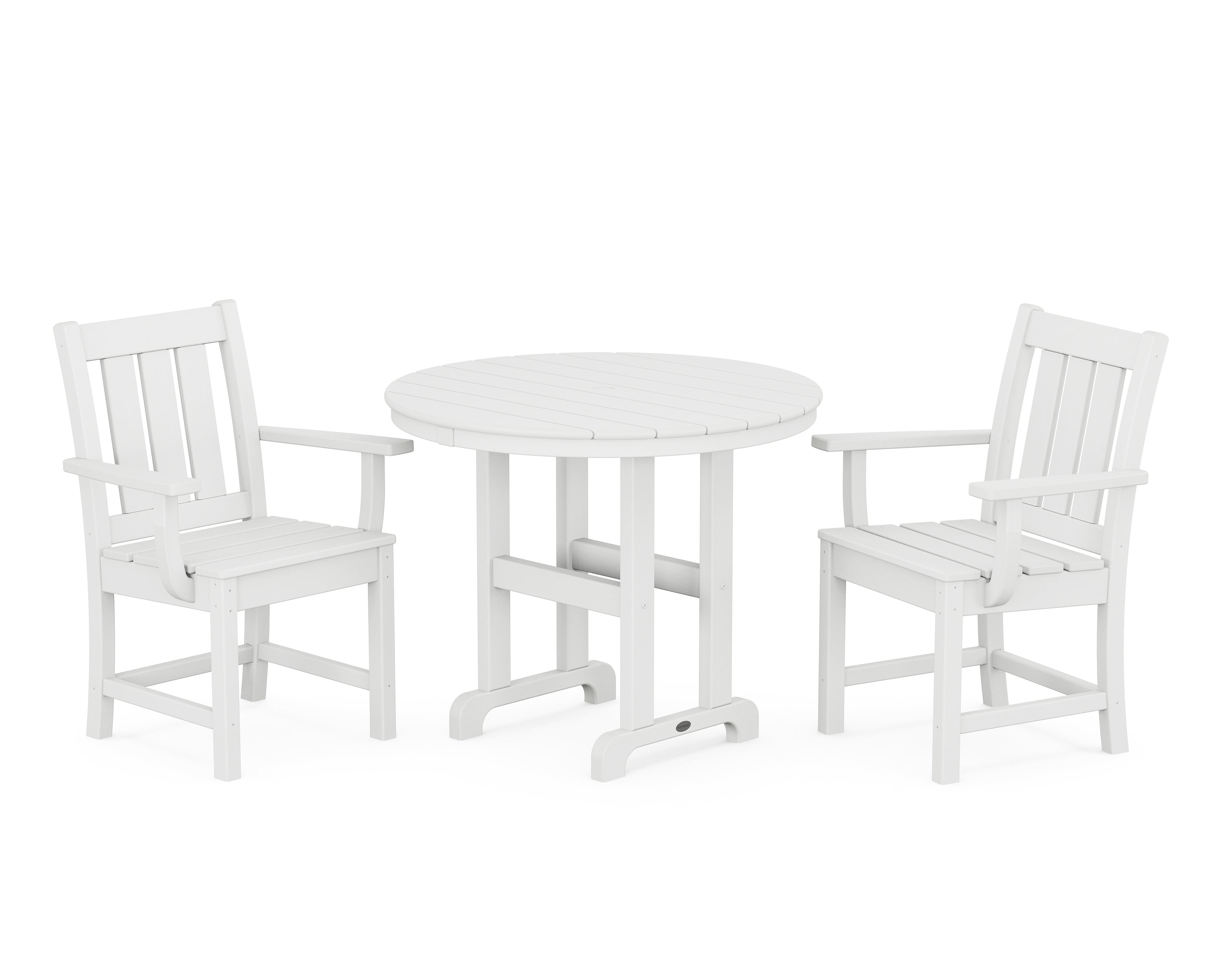 POLYWOOD® Oxford 3-Piece Farmhouse Dining Set in White