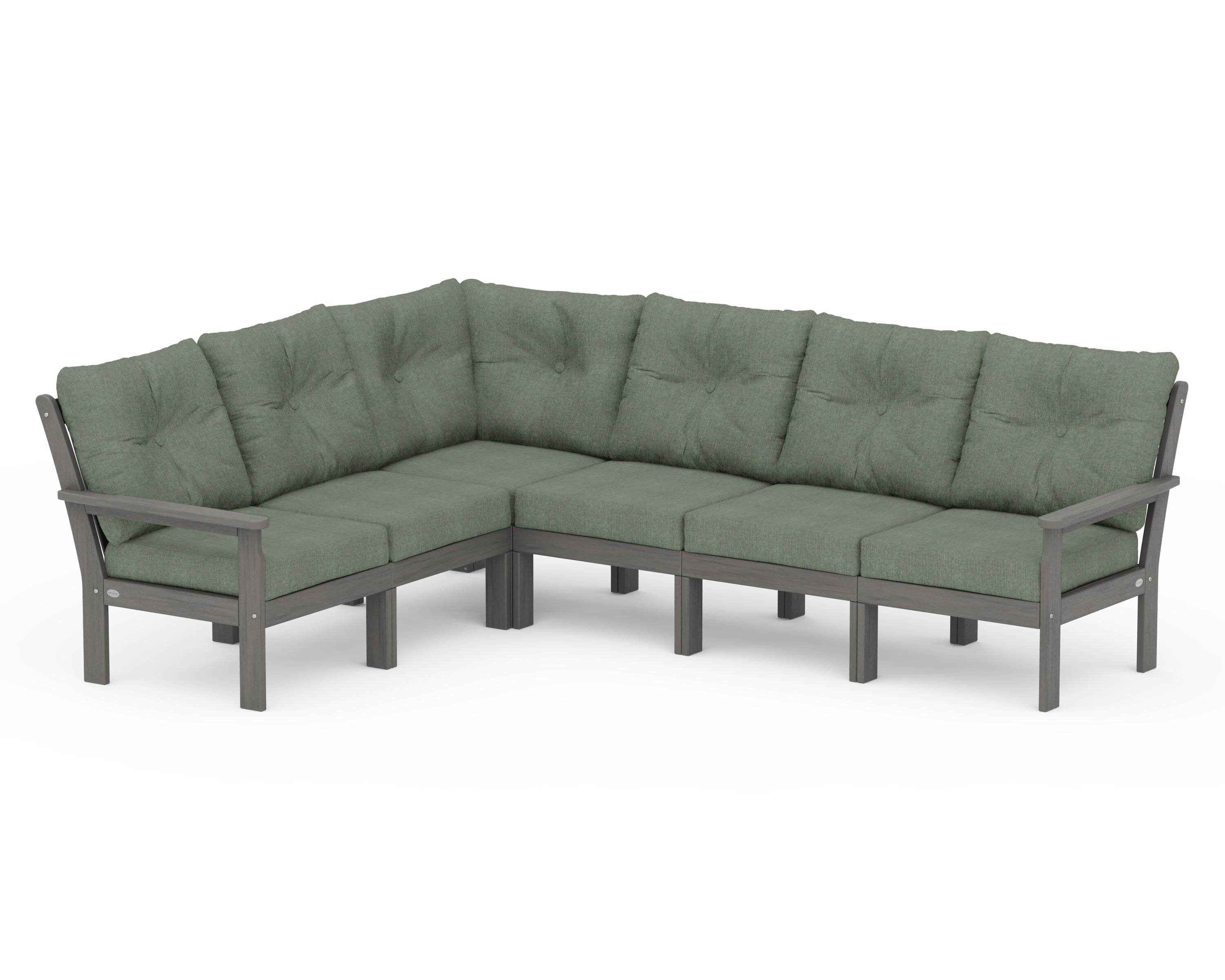 POLYWOOD Vineyard 6-Piece Sectional in Driftwood / Cast Sage