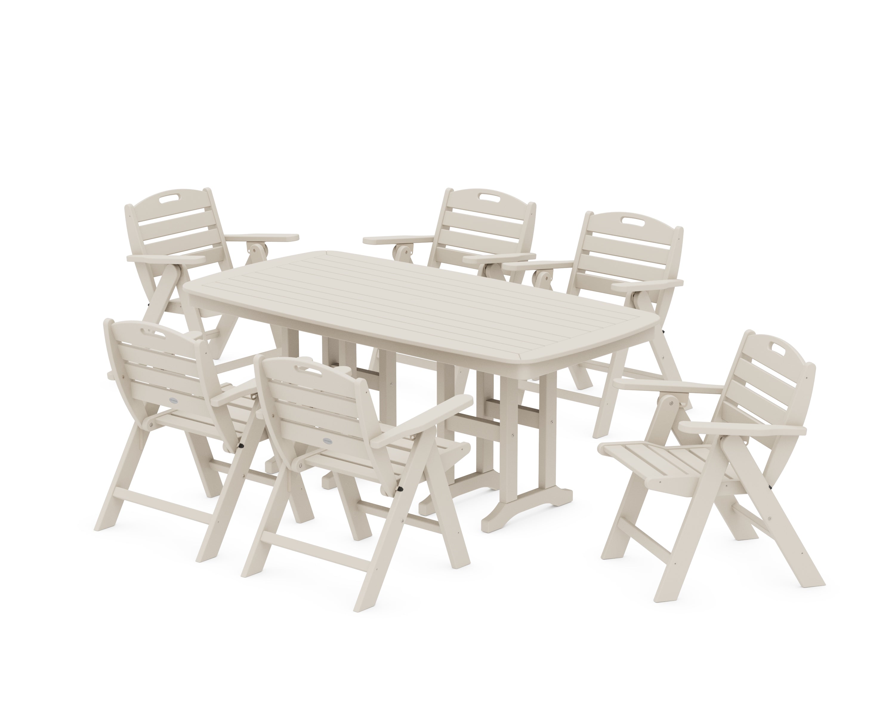 POLYWOOD Nautical Lowback 7-Piece Dining Set in Sand