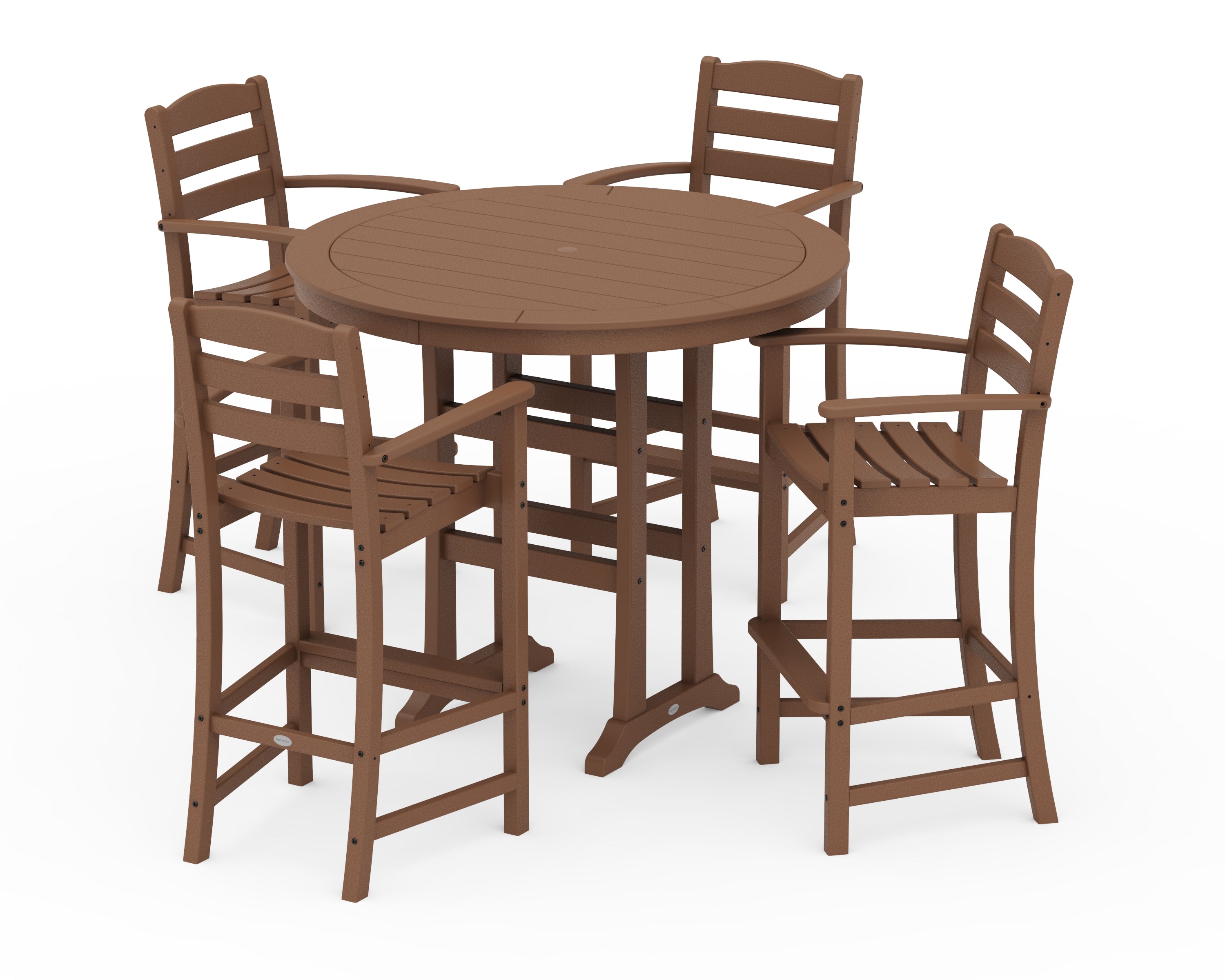 POLYWOOD La Casa Café 5-Piece Bar Dining Set in Teak