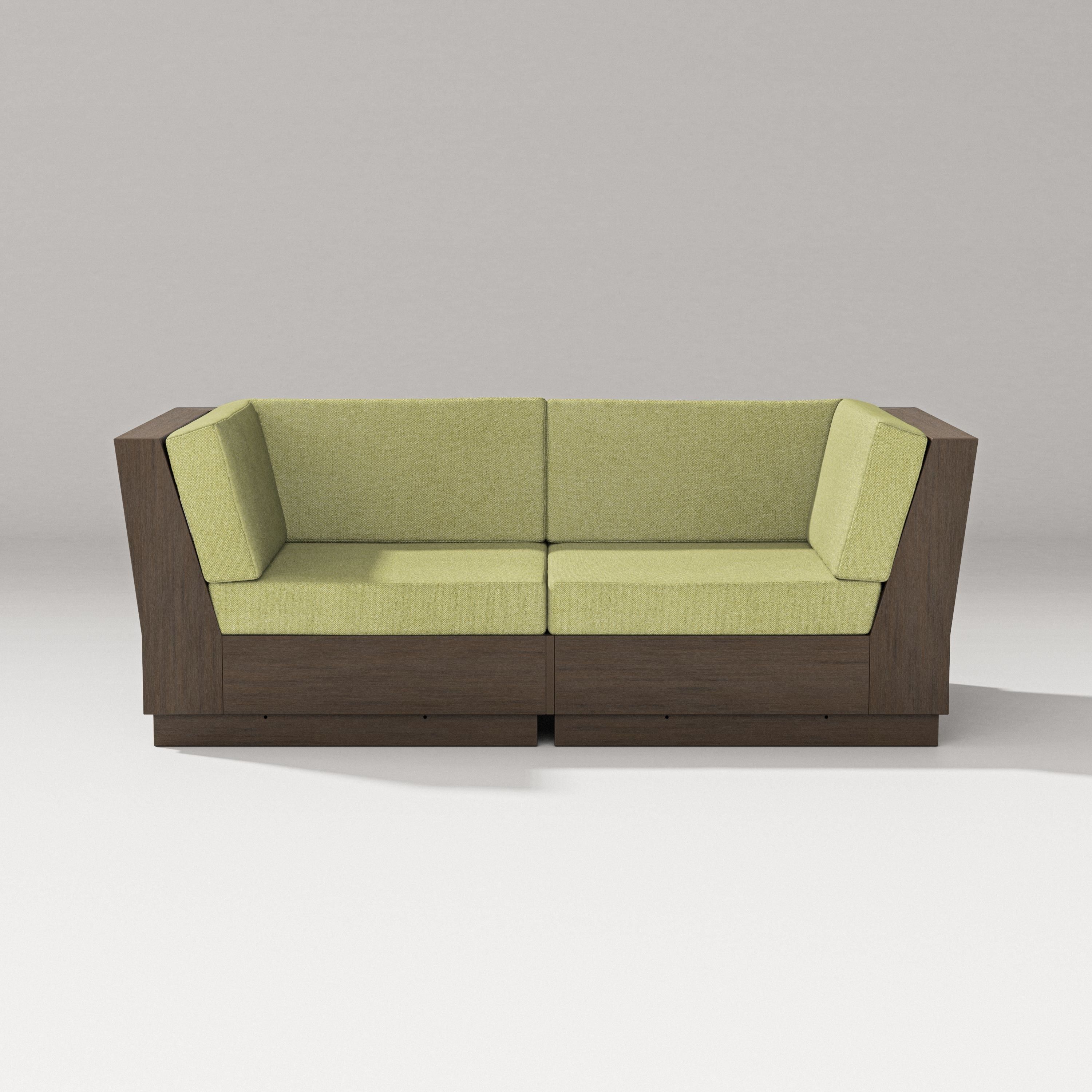 PW Designer Series Elevate Loveseat Sectional in Kona / Chartreuse Boucle