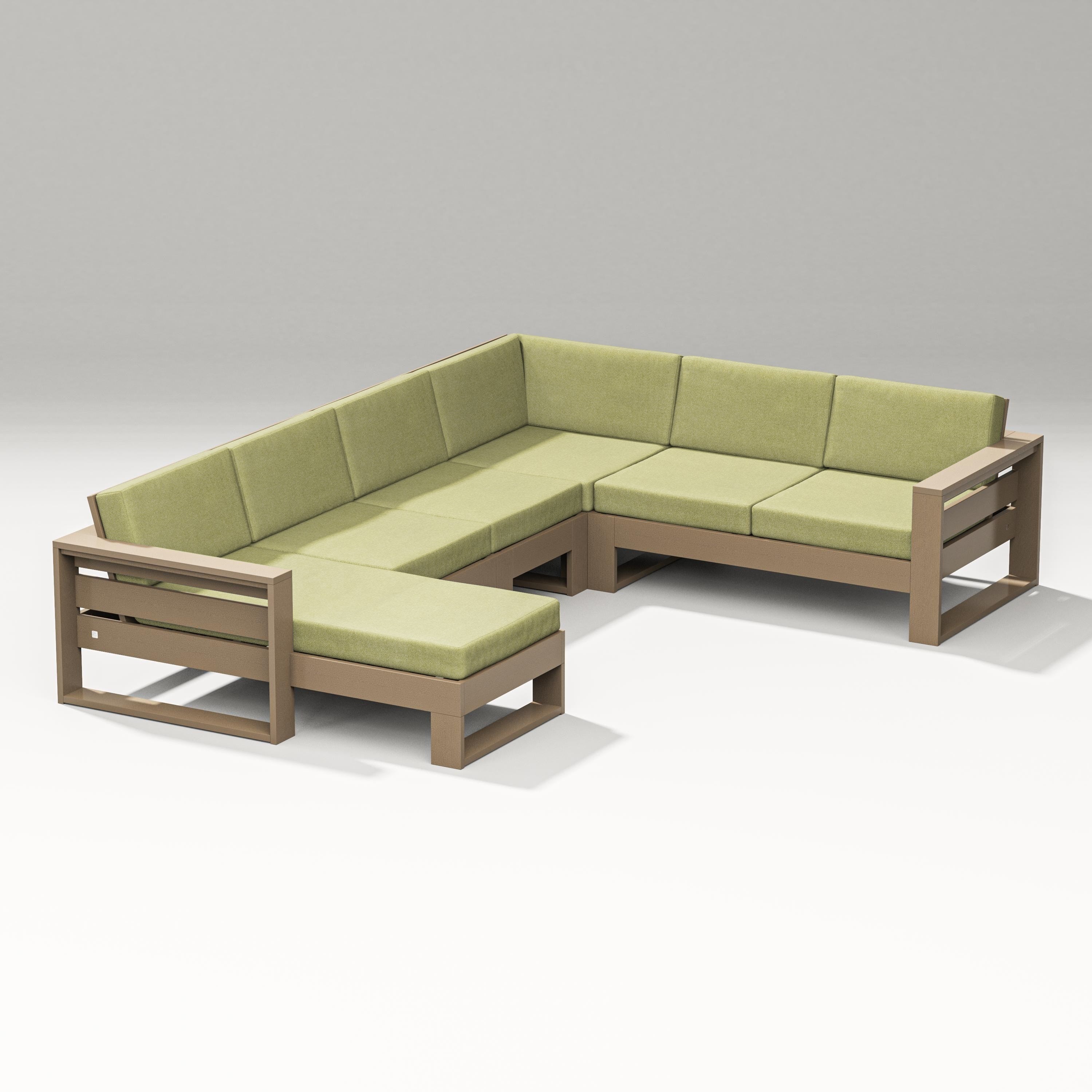 PW Designer Series Latitude Corner Sectional with Left Chaise in Vintage Sahara / Chartreuse Boucle