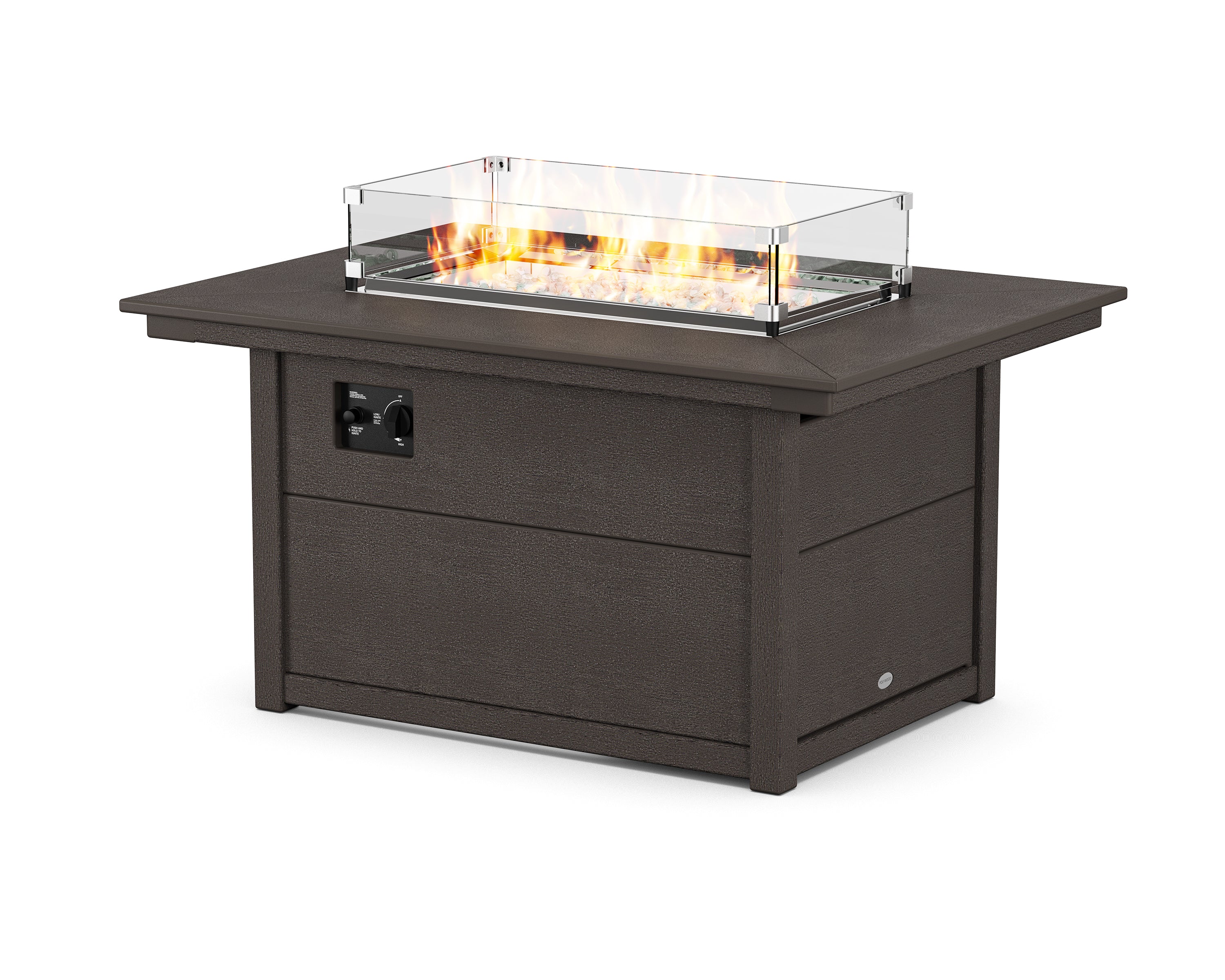 POLYWOOD® Rectangle 34" X 46" Fire Pit Table in Vintage Coffee