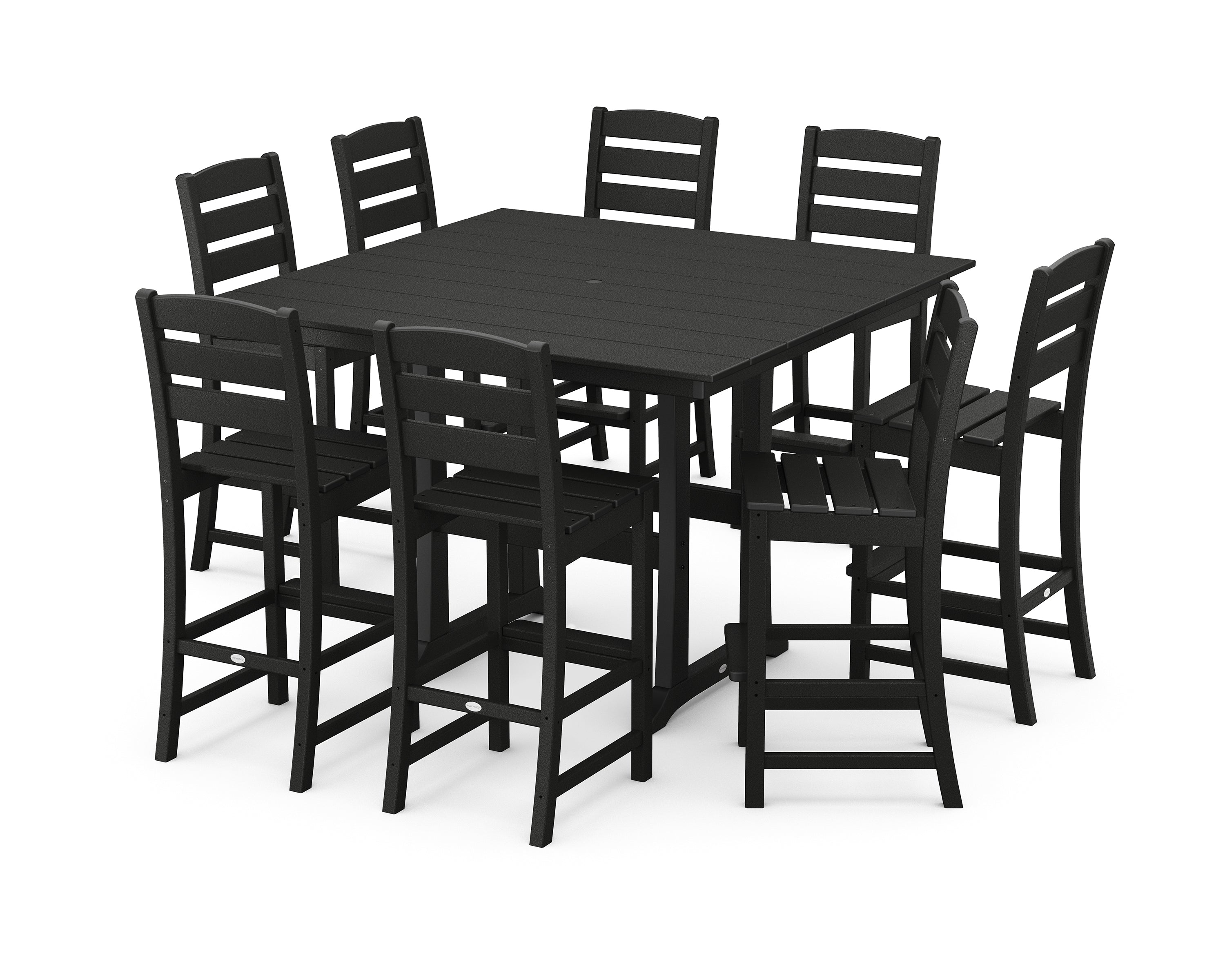 POLYWOOD® Lakeside 9-Piece Bar Side Chair Set in Black