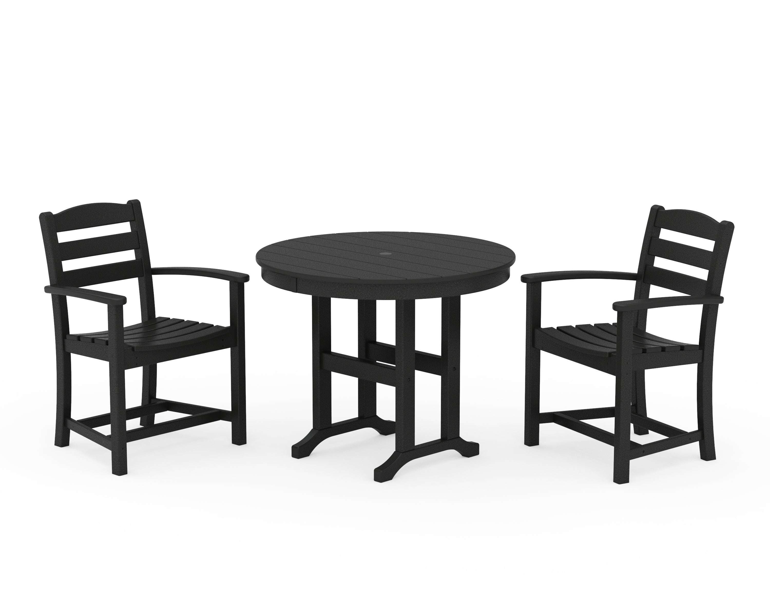 POLYWOOD La Casa Café 3-Piece Round Dining Set in Black