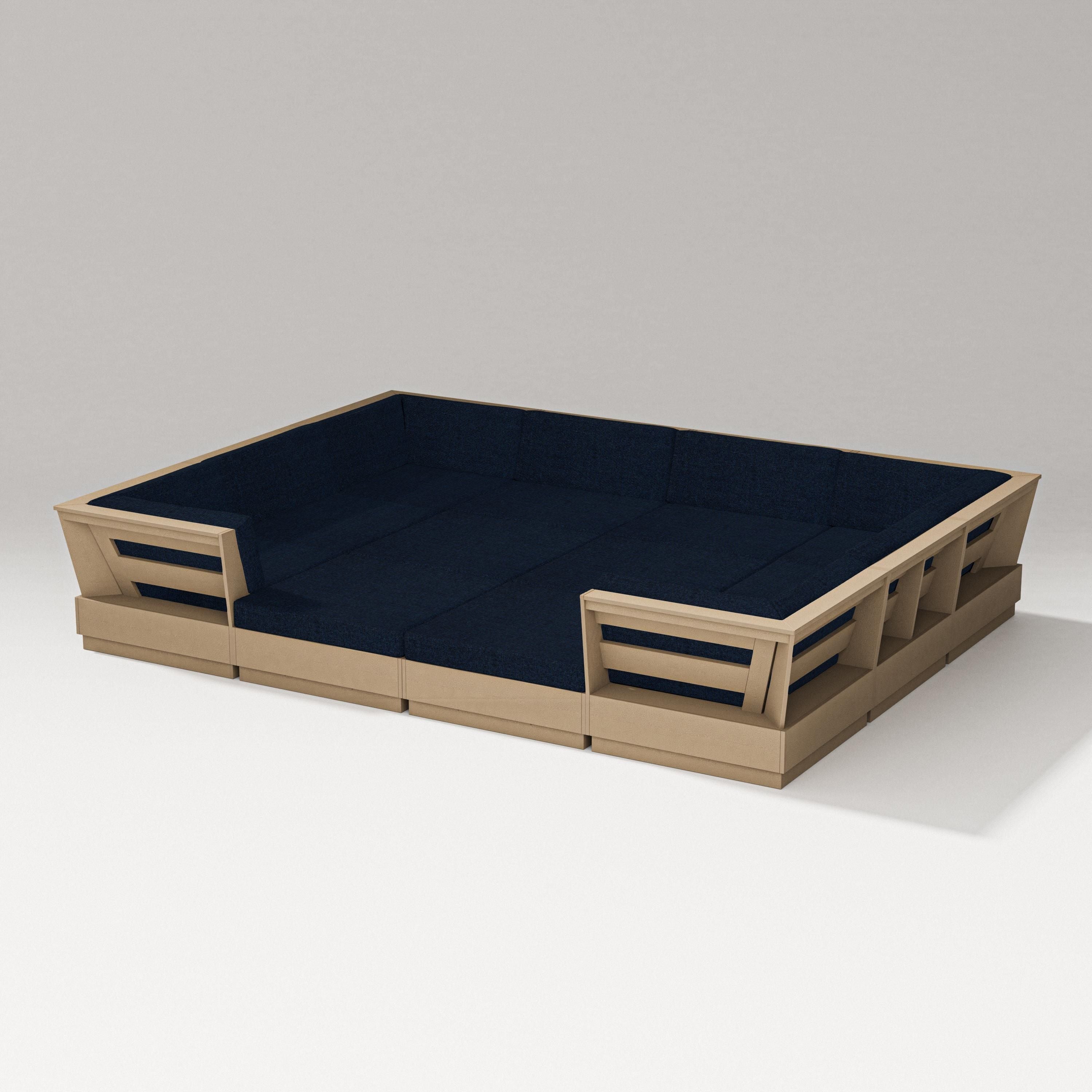 PW Designer Series Elevate 12-Piece Pit Sectional in Vintage Sahara / Marine Indigo