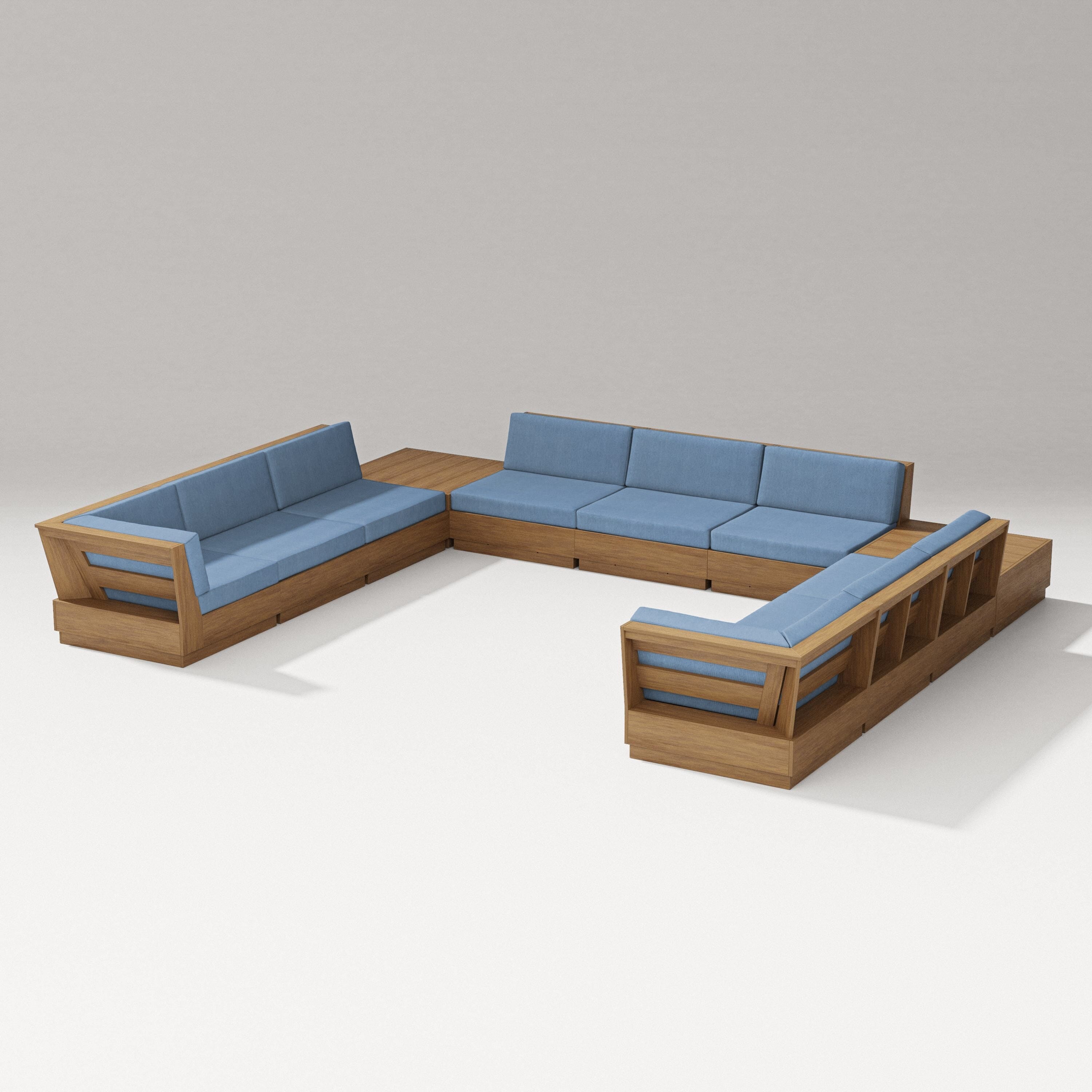 PW Designer Series Elevate 11-Piece U-Shaped Sofa Sectional in Natural / Sky Blue