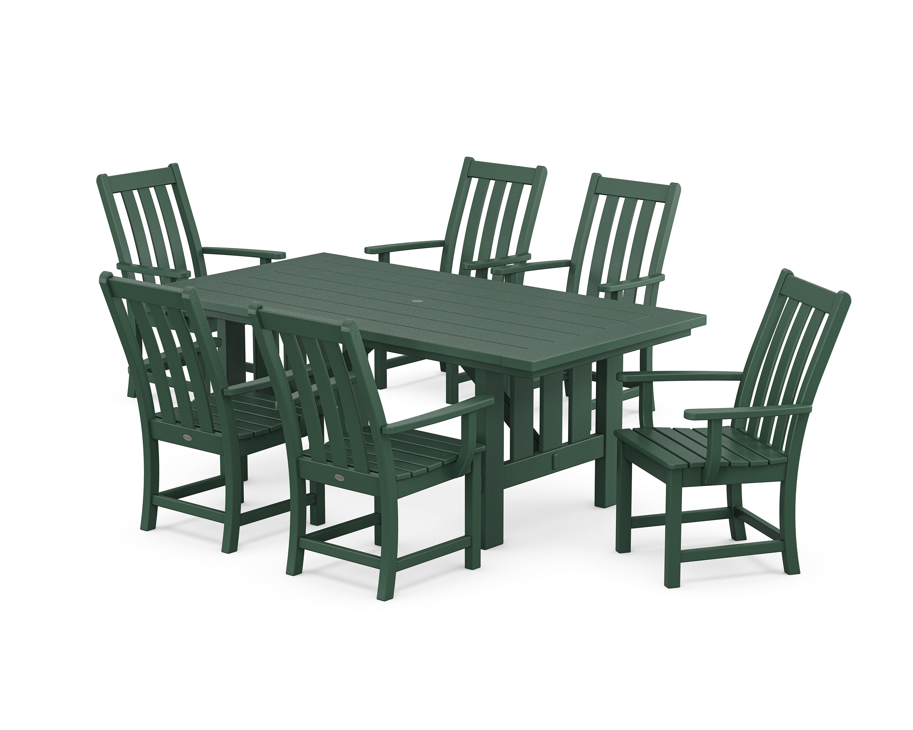 POLYWOOD® Vineyard Arm Chair 7-Piece Mission Dining Set in Green