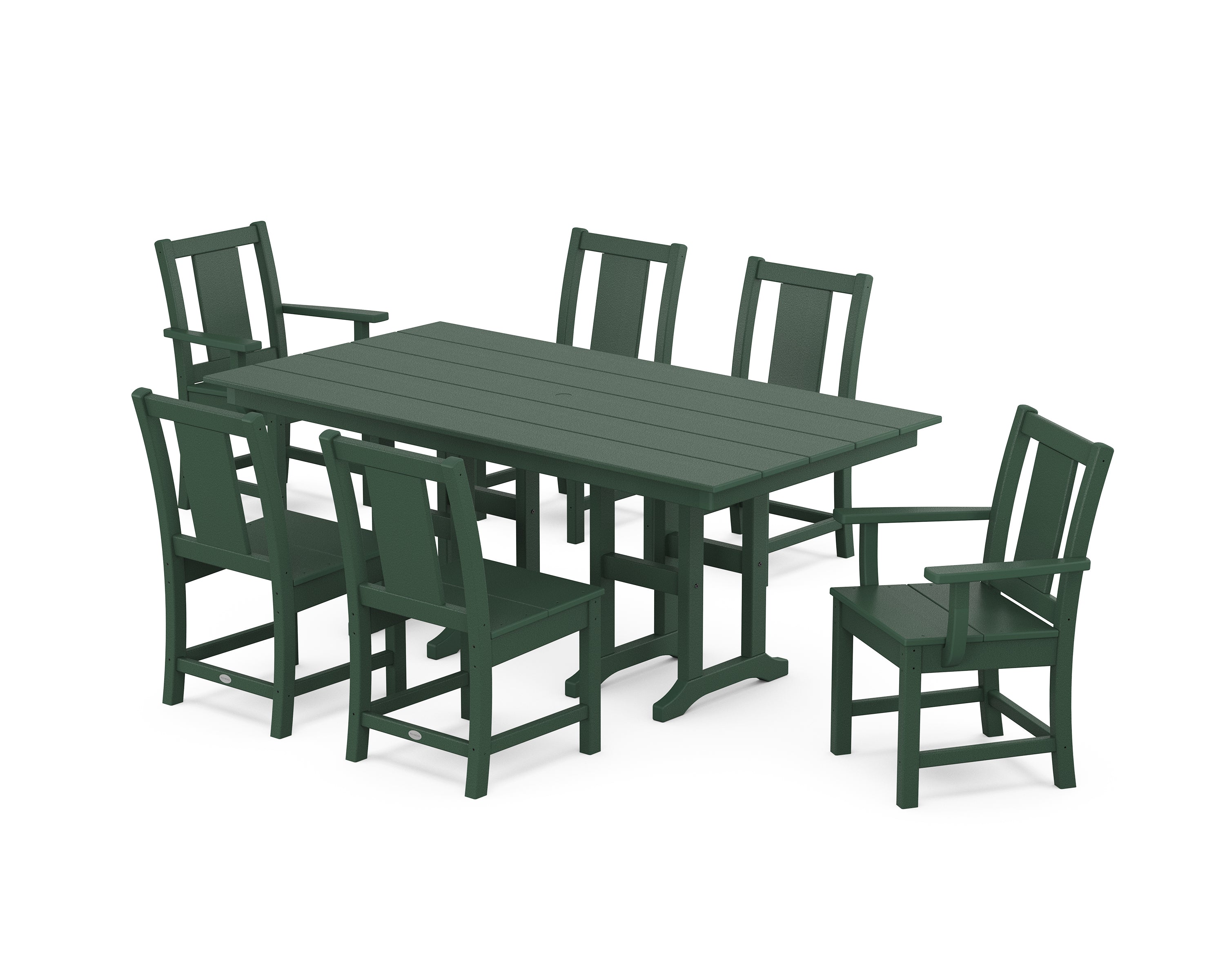 POLYWOOD® Prairie 7-Piece Farmhouse Dining Set in Green