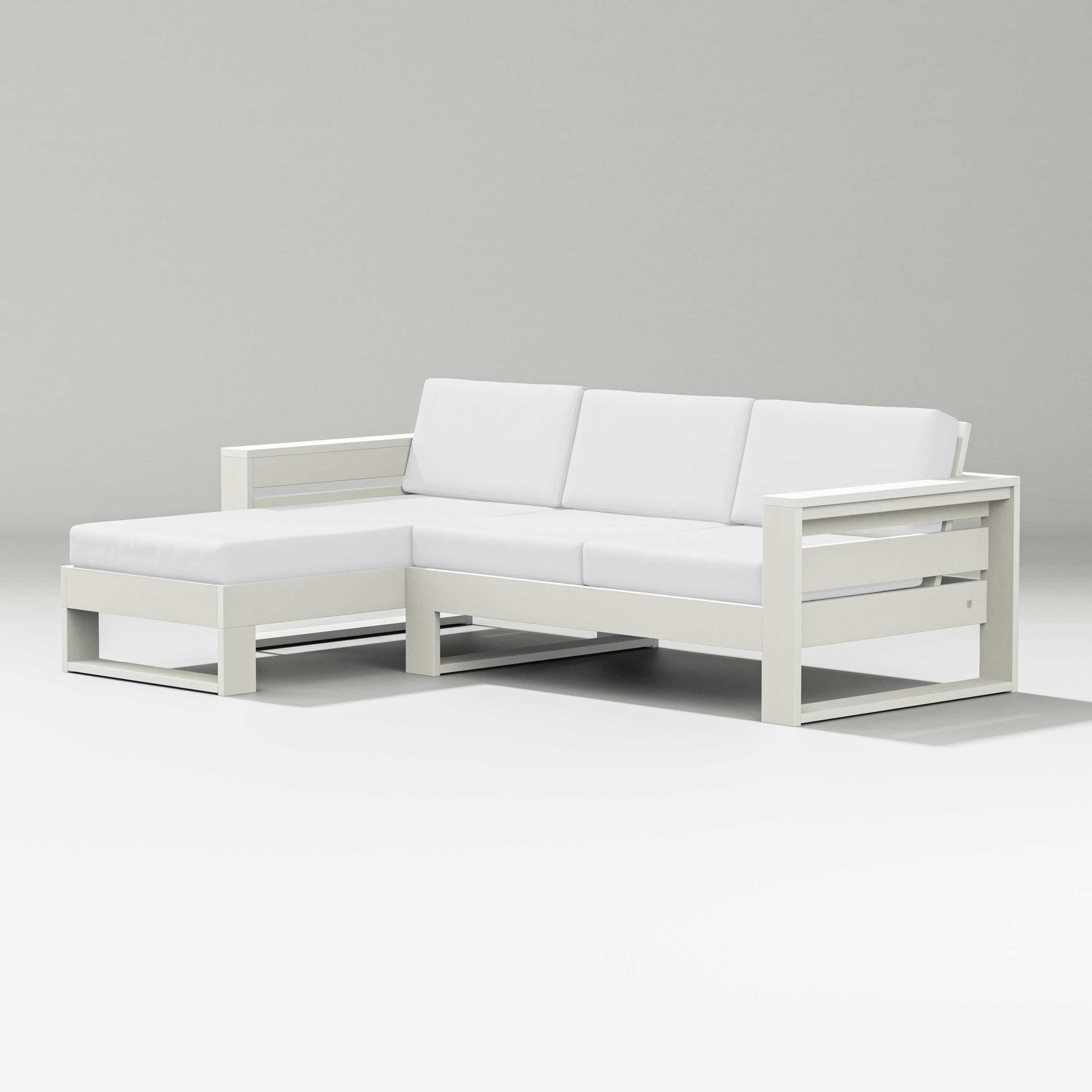 PW Designer Series Latitude Left Chaise Sectional in Vintage White / Natural