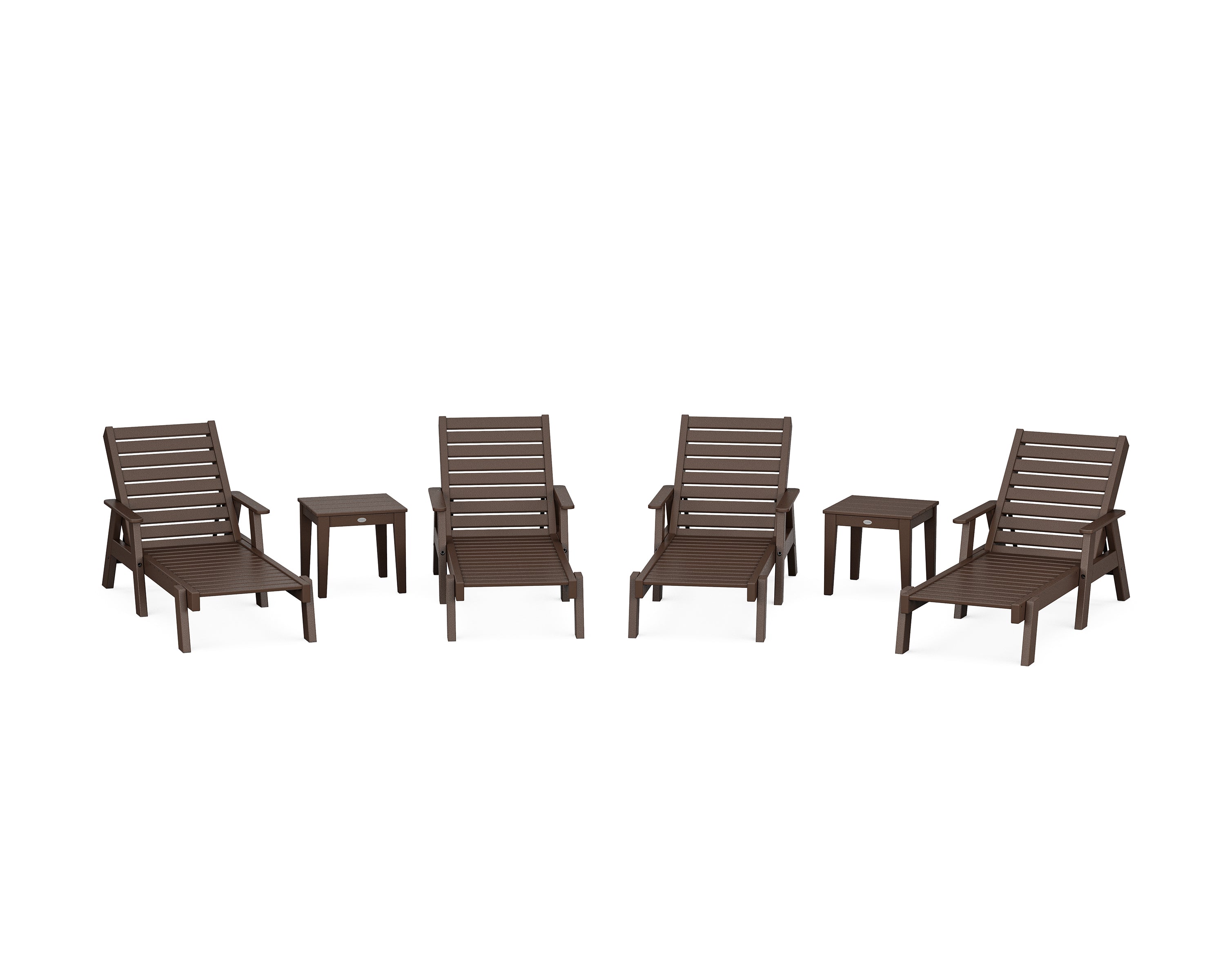 POLYWOOD Captain Chaise 6-Piece Set with Arms in Mahogany
