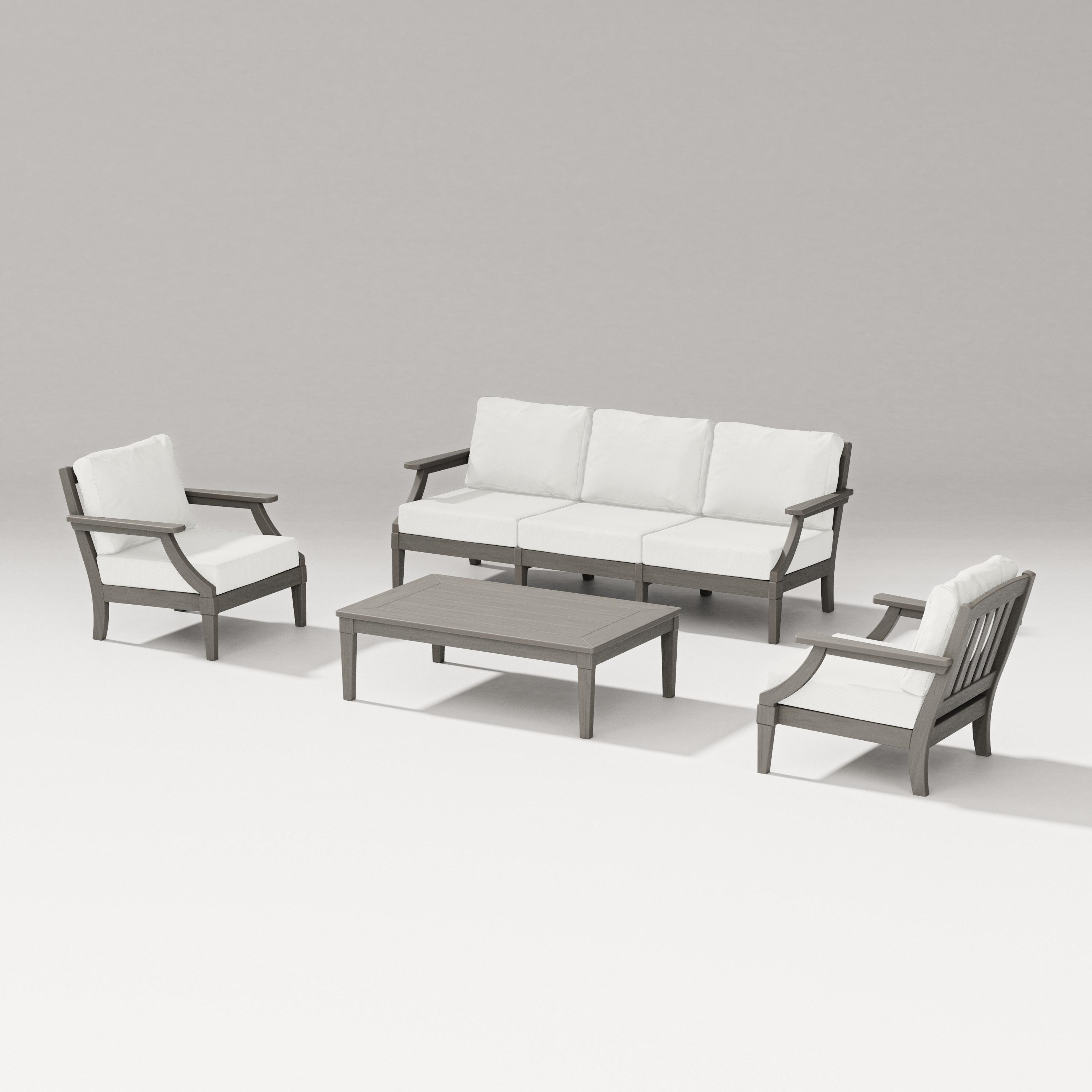 PW Designer Series Estate 4-Piece Lounge Sofa Set in Driftwood / Natural Linen
