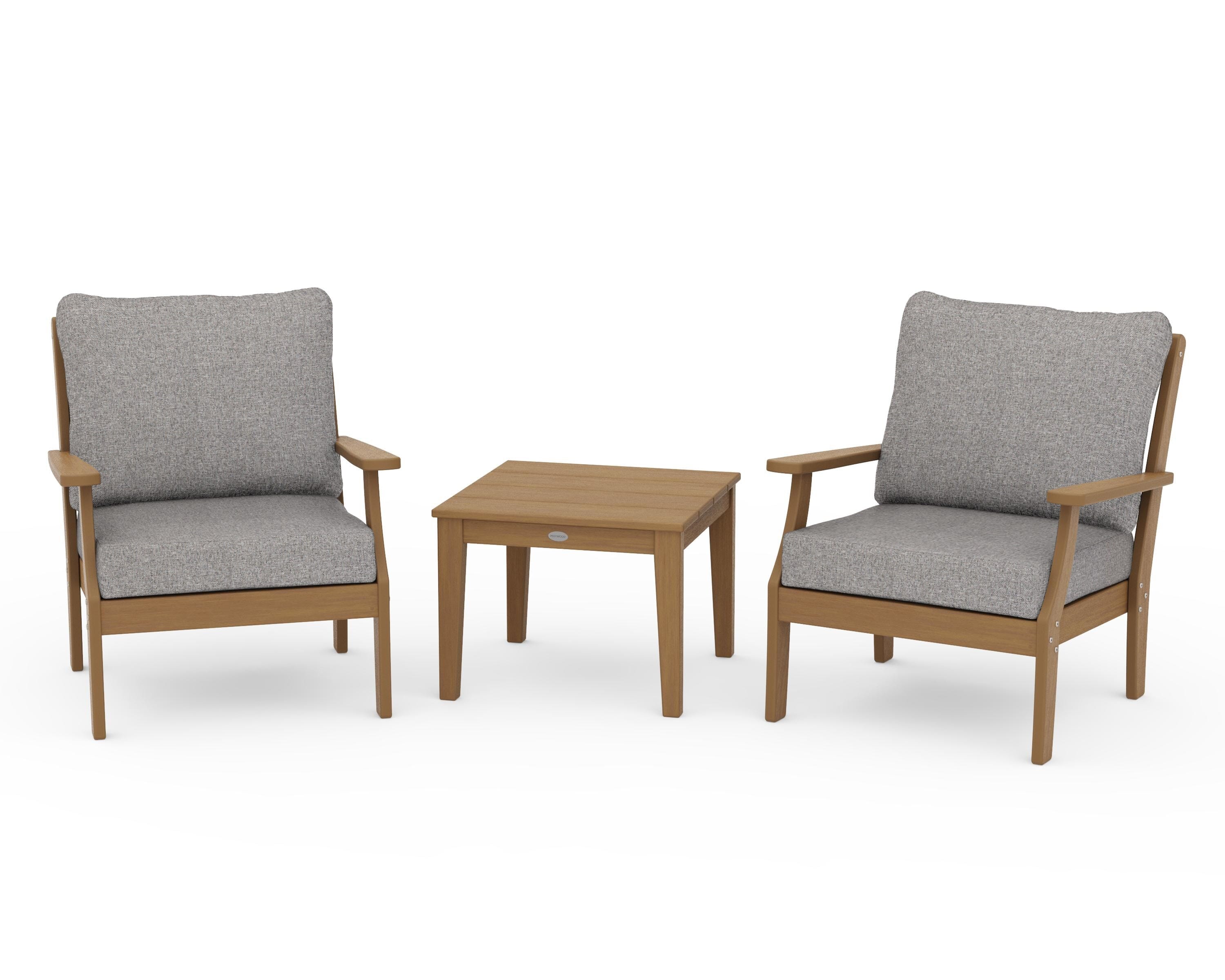 POLYWOOD Braxton 3-Piece Deep Seating Set in Natural / Grey Mist