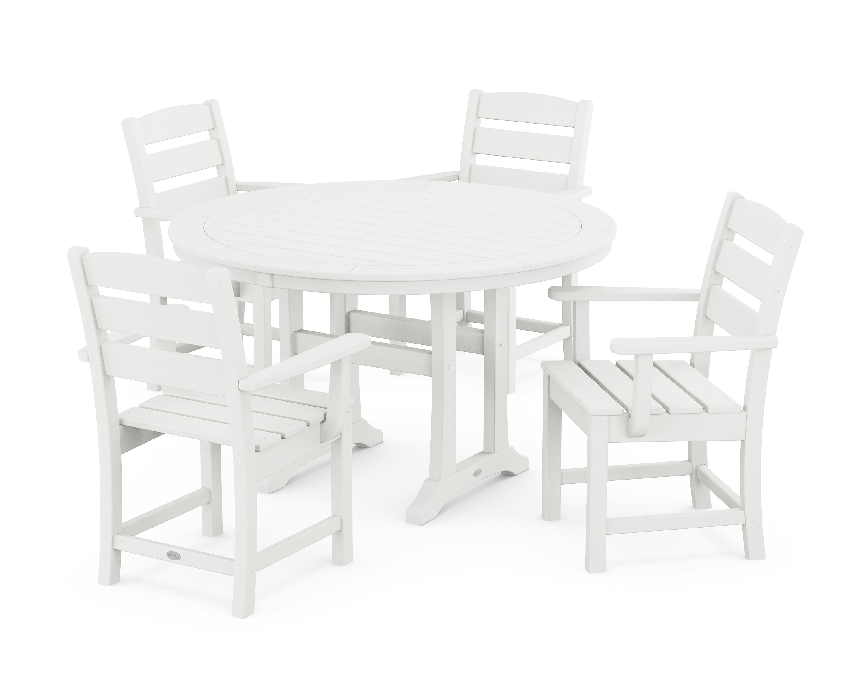 POLYWOOD® Lakeside 5-Piece Round Dining Set with Trestle Legs in Vintage White