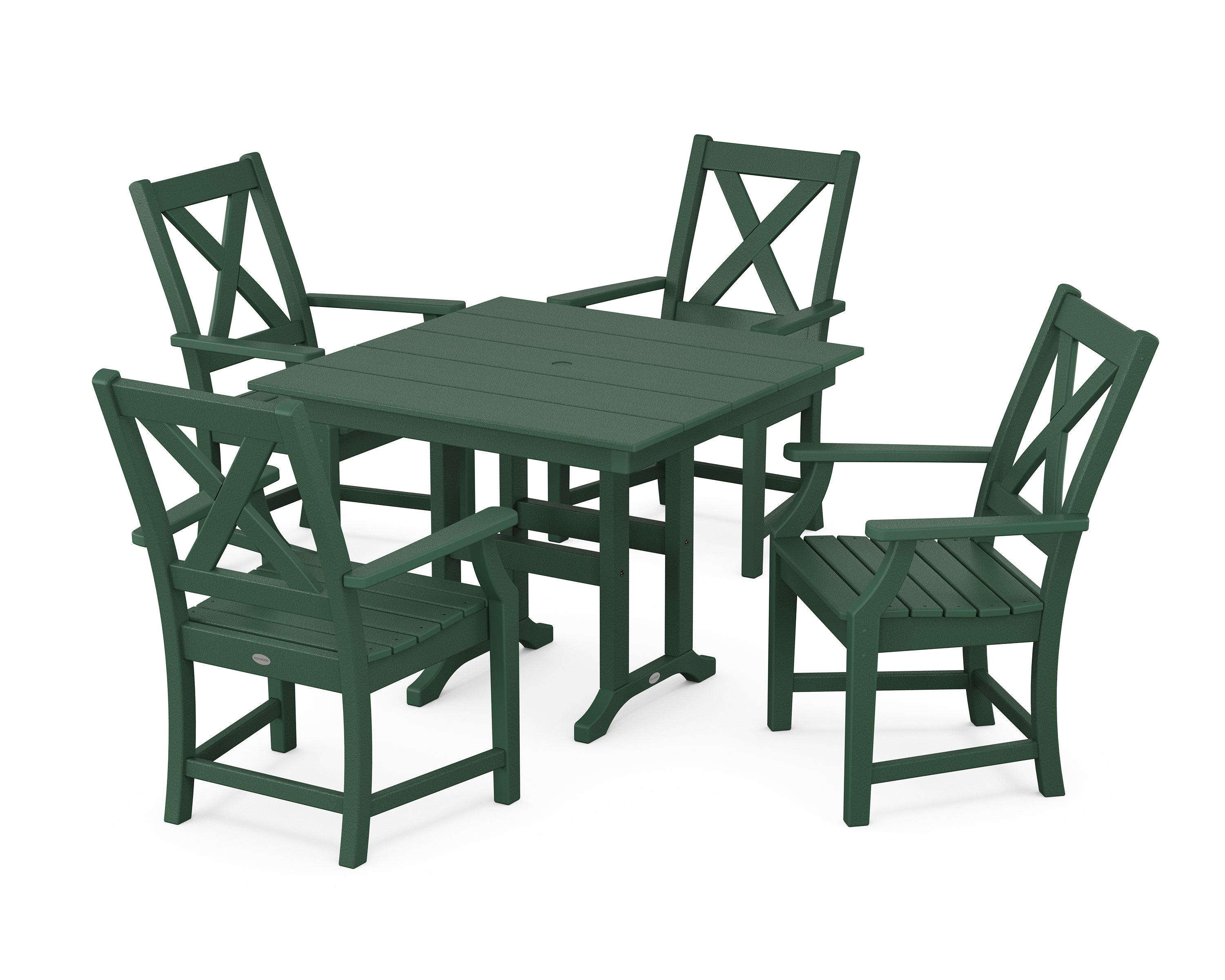 POLYWOOD® Braxton 5-Piece Farmhouse Dining Set in Green