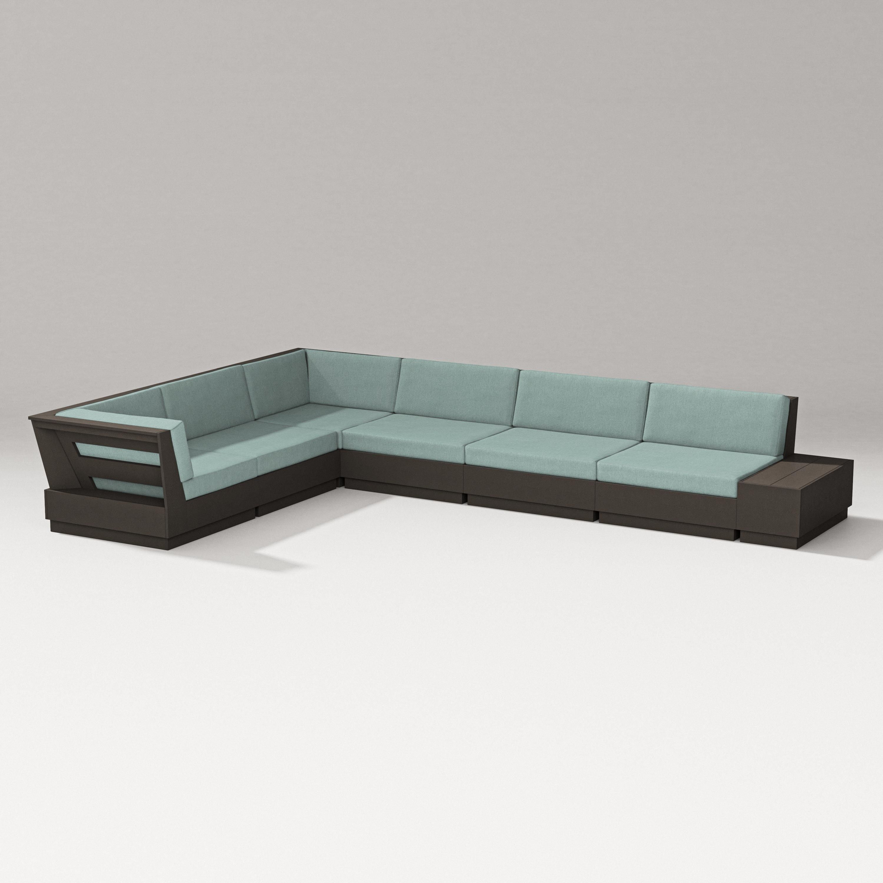 PW Designer Series Elevate 7-Piece Corner Sectional in Vintage Coffee / Glacier Spa