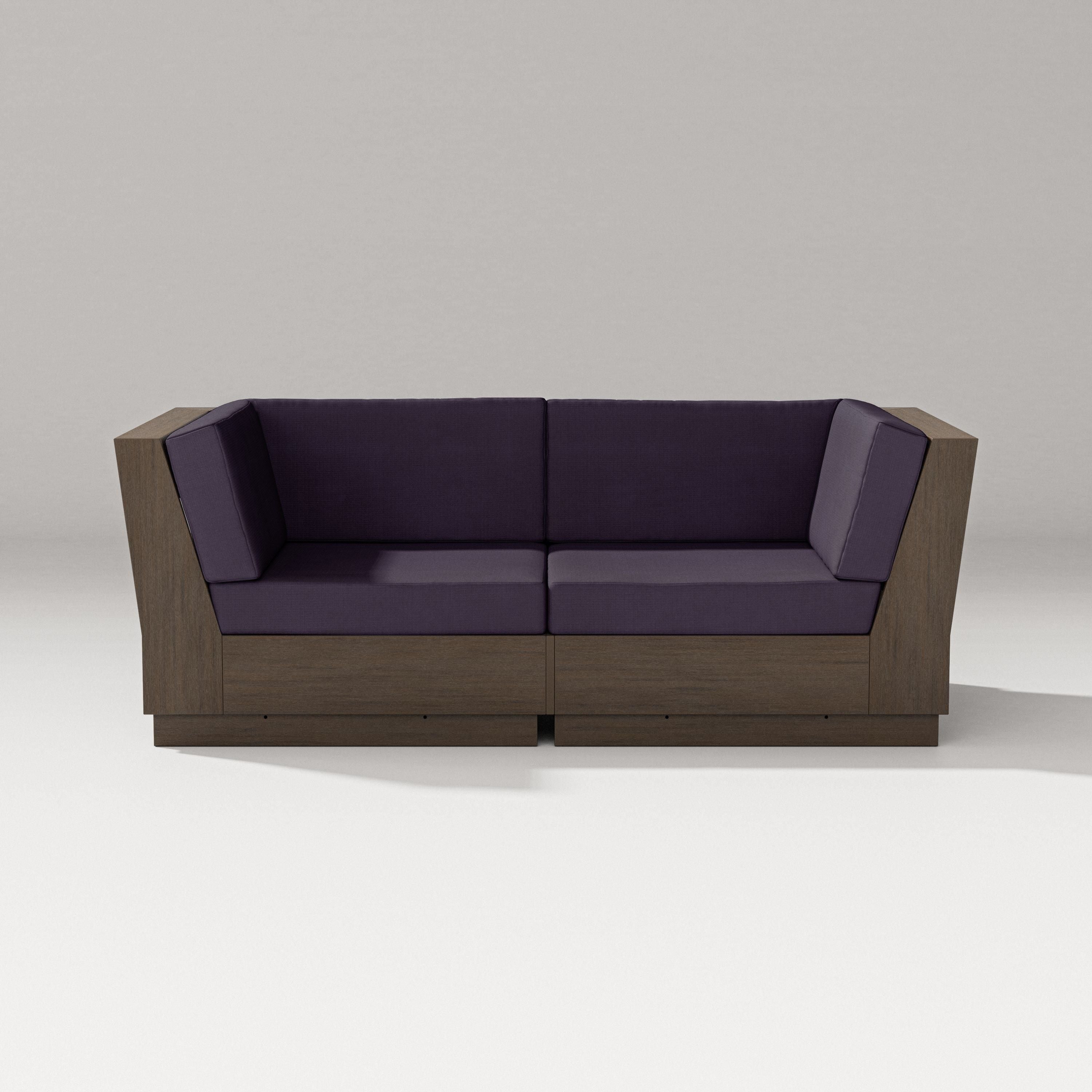 PW Designer Series Elevate Loveseat Sectional in Kona / Navy Linen