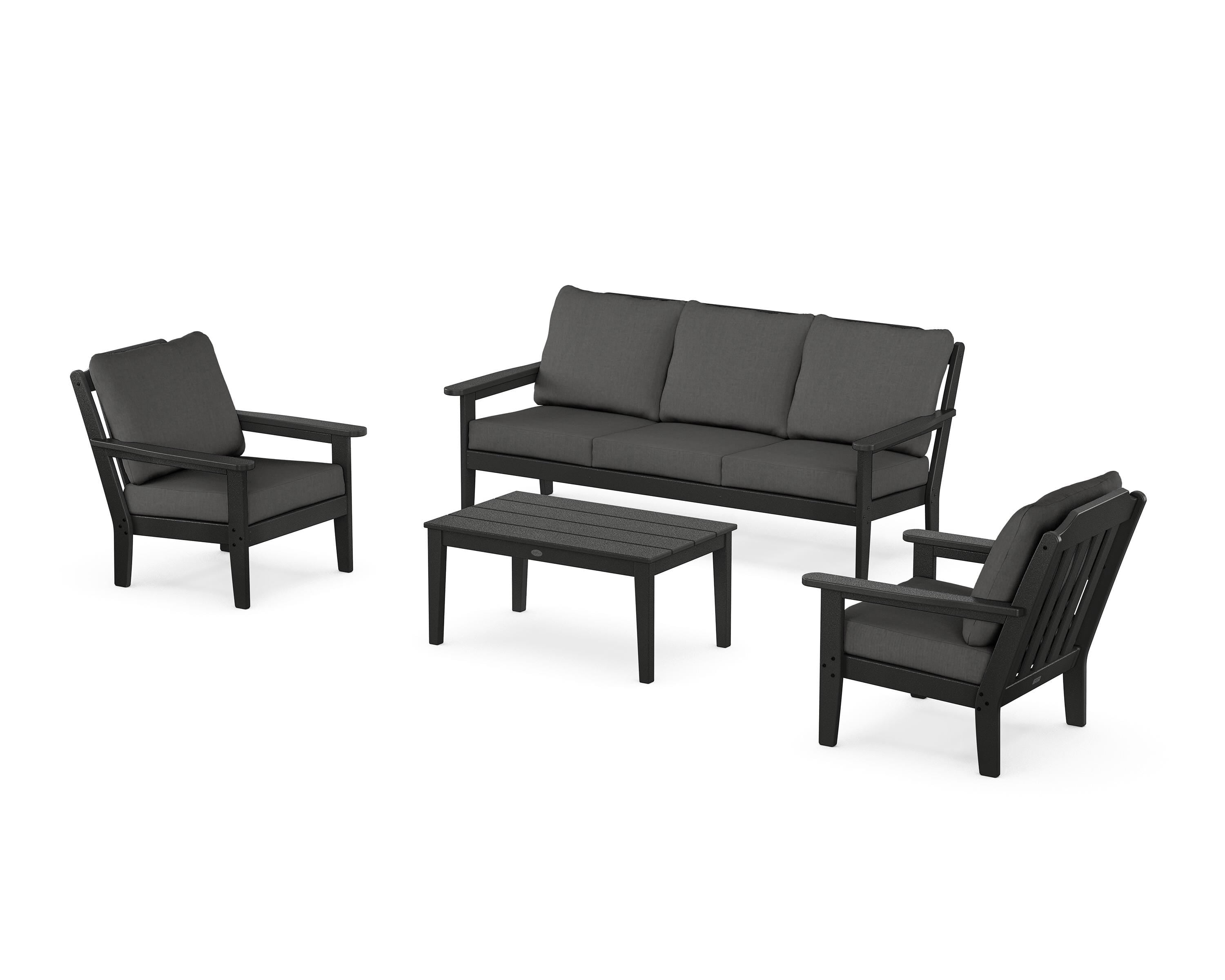 Country Living Cottage 4-Piece Deep Seating Set with Sofa in Black / Spectrum Carbon