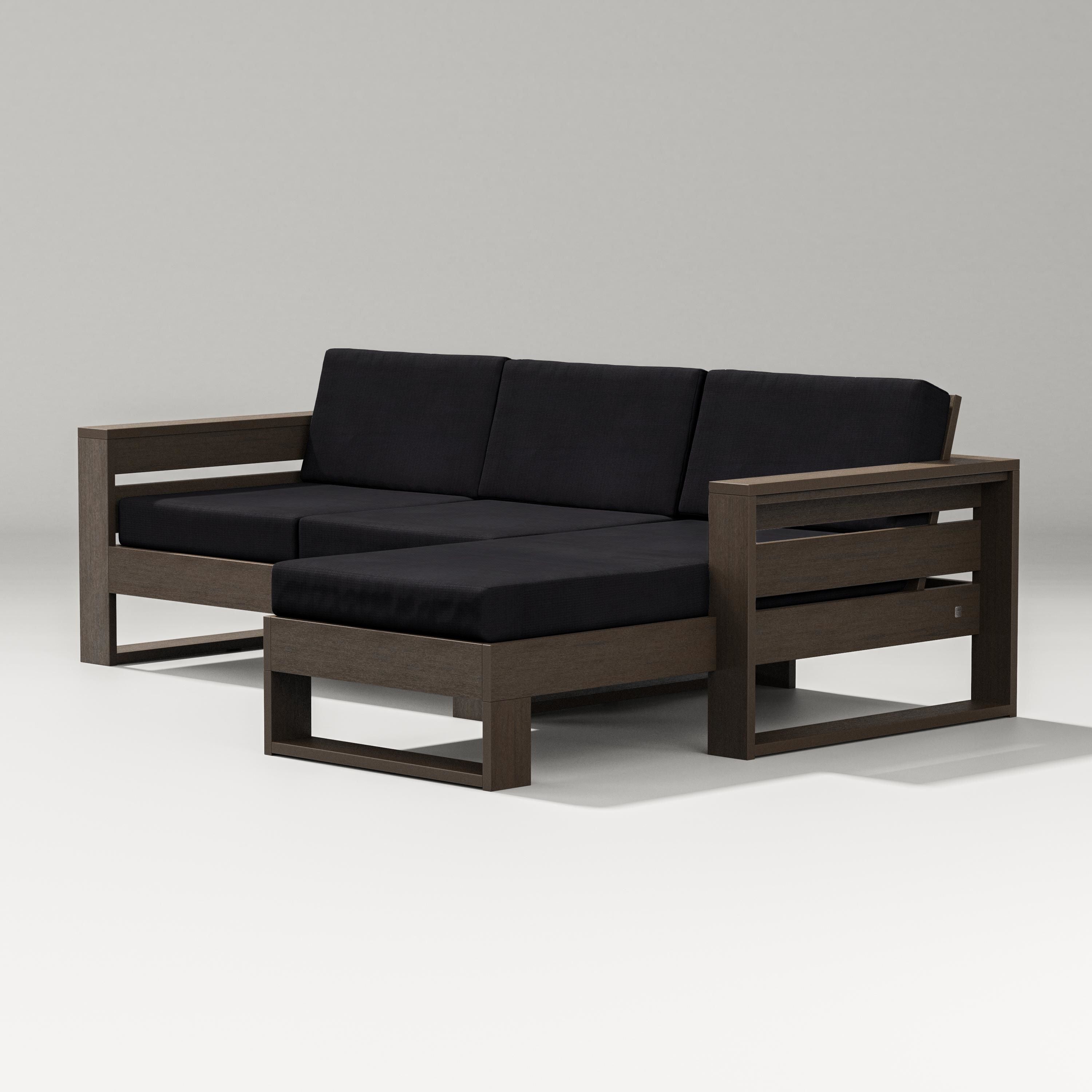 PW Designer Series Latitude Right Chaise Sectional in Kona / Midnight Linen