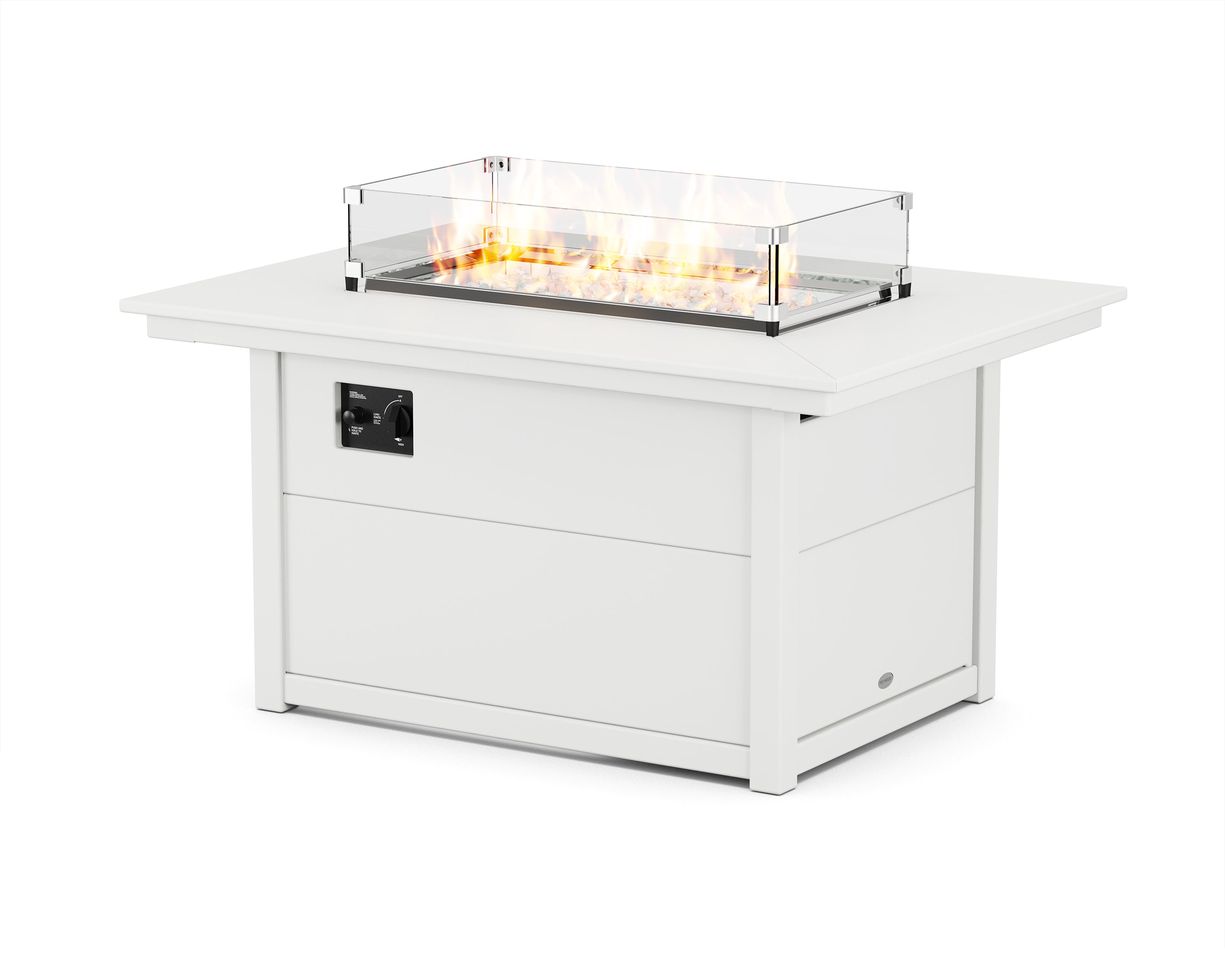 POLYWOOD® Rectangle 34" X 46" Fire Pit Table in White