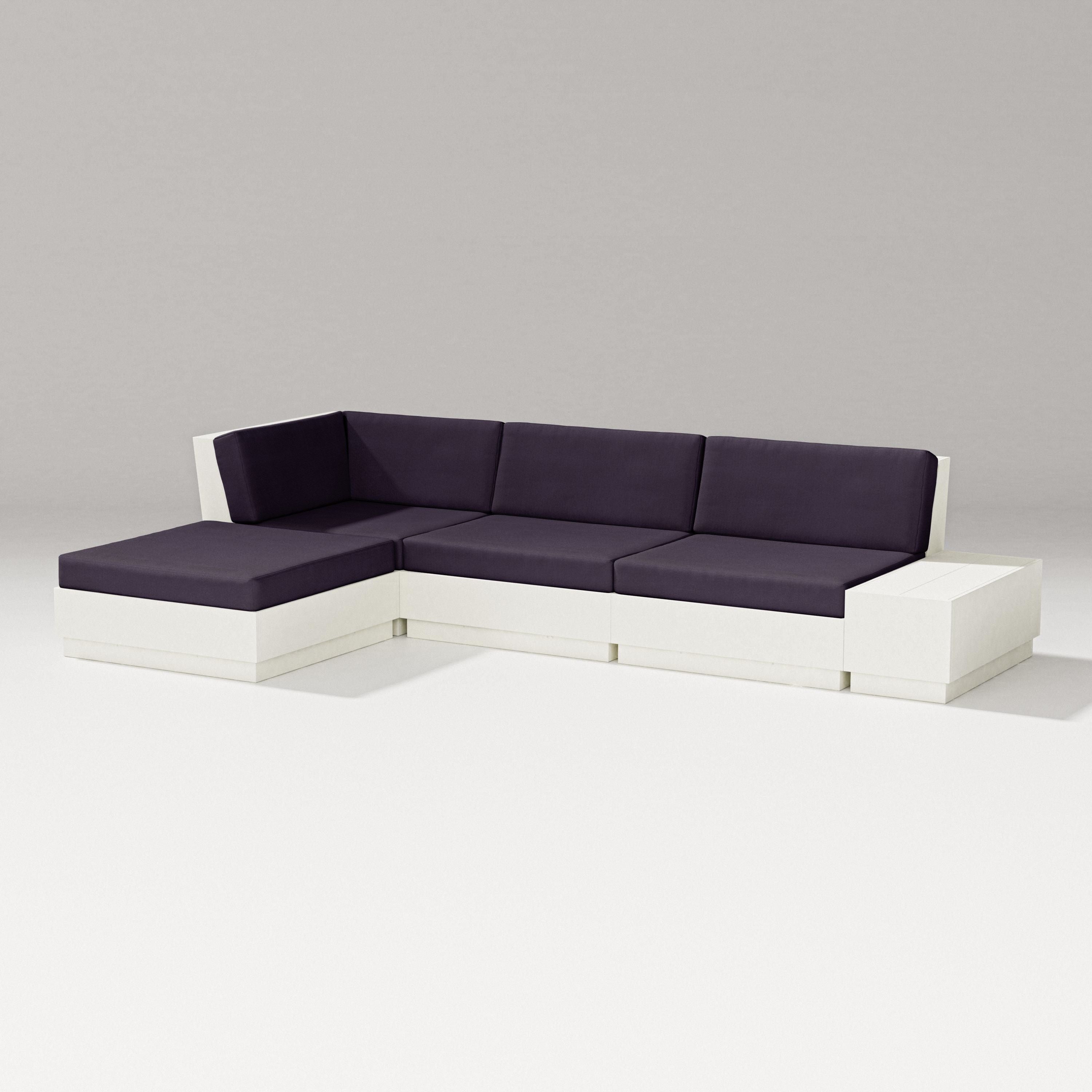 PW Designer Series Elevate Chaise Sectional in Vintage White / Navy Linen
