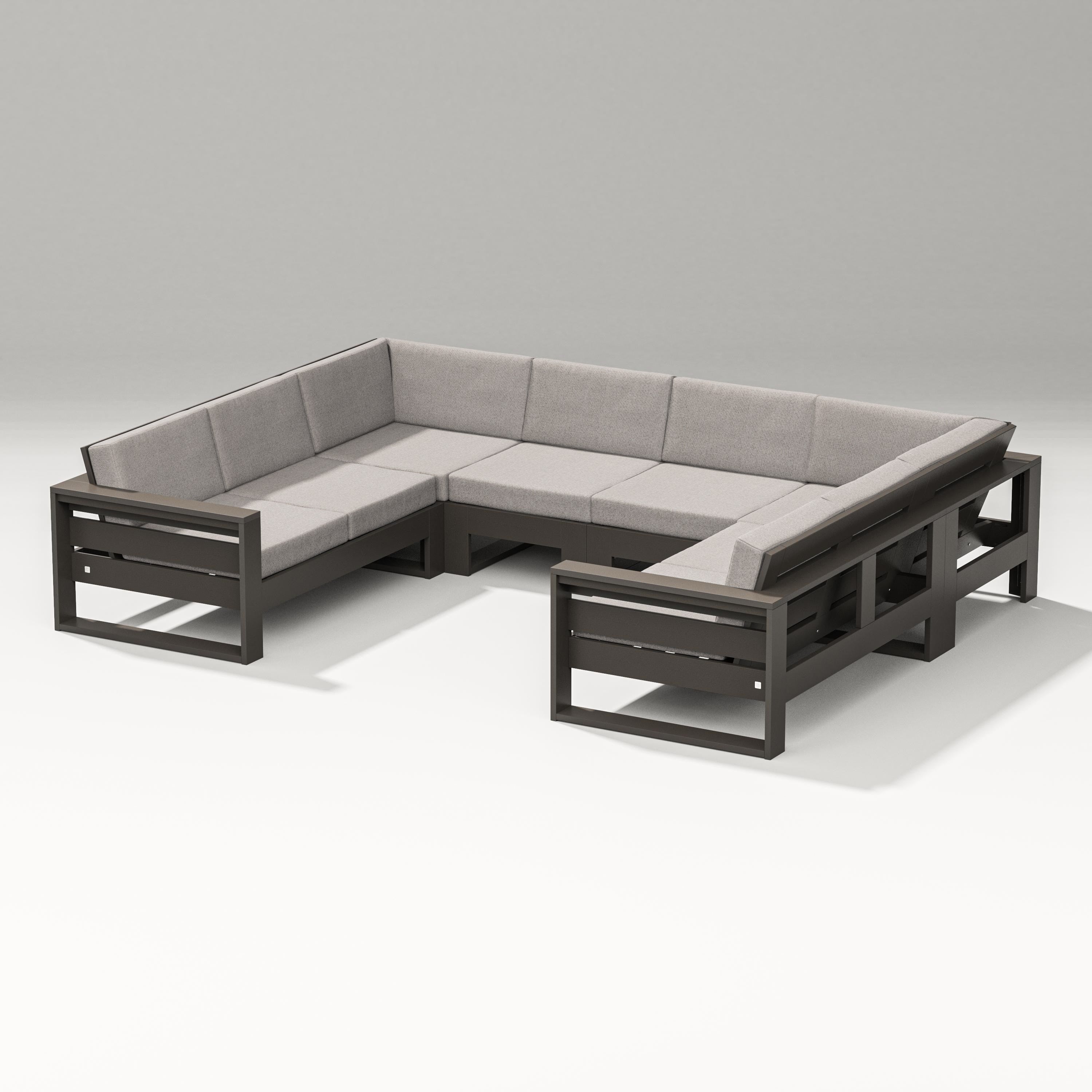 PW Designer Series Latitude U-Shaped Sectional in Vintage Coffee / Weathered Tweed