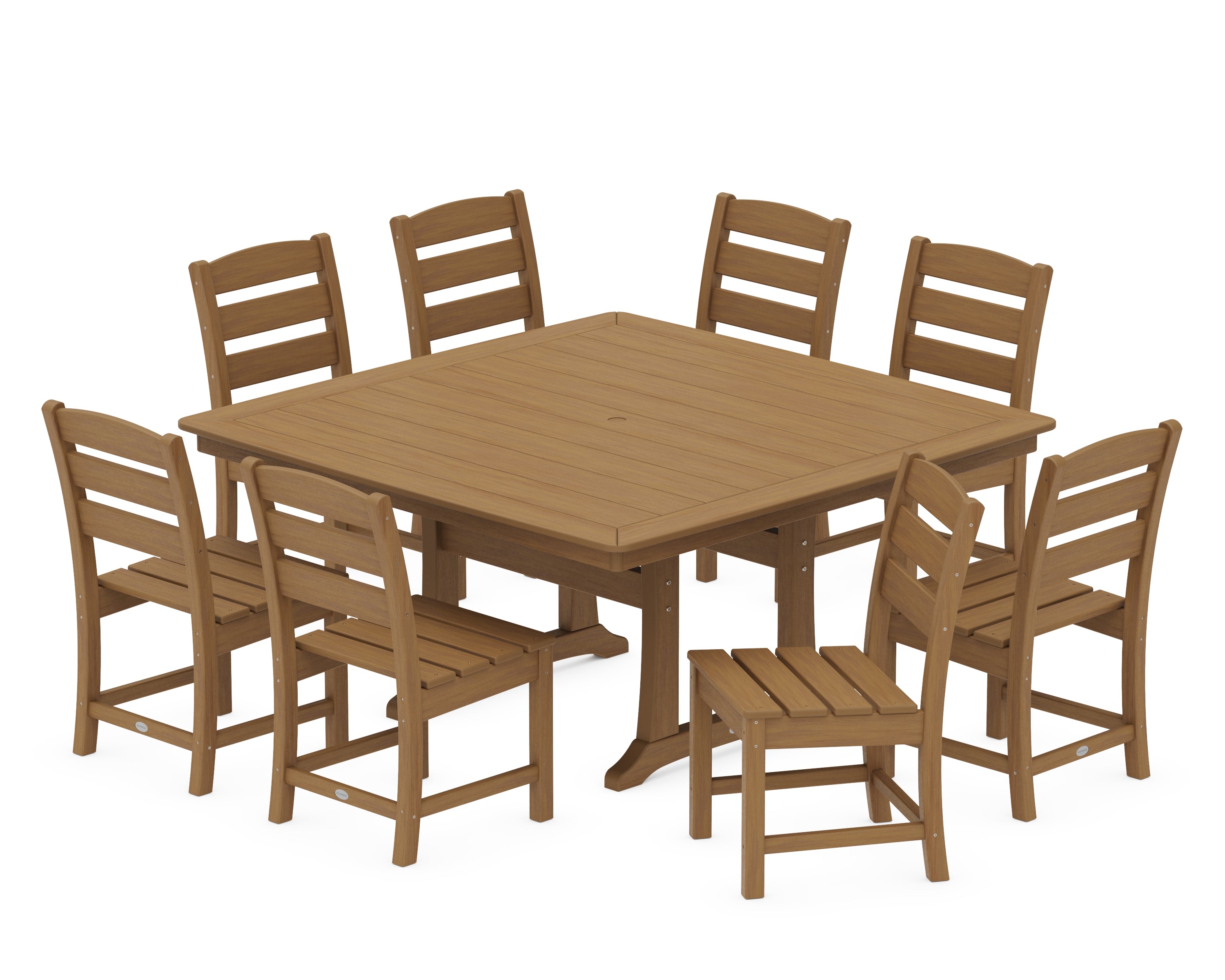 POLYWOOD Lakeside 9-Piece Nautical Trestle Dining Set in Natural