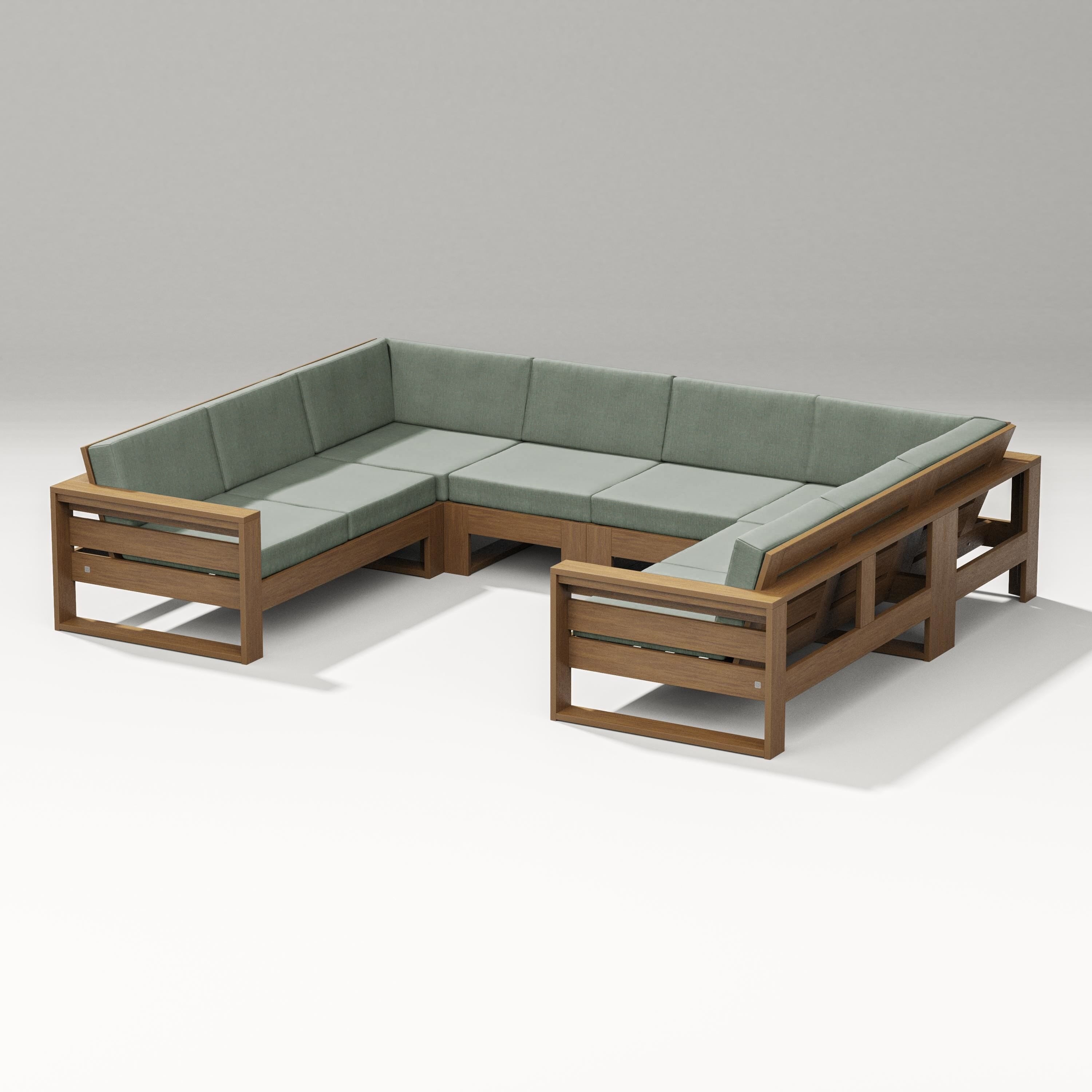 PW Designer Series Latitude U-Shaped Sectional in Natural / Cast Sage