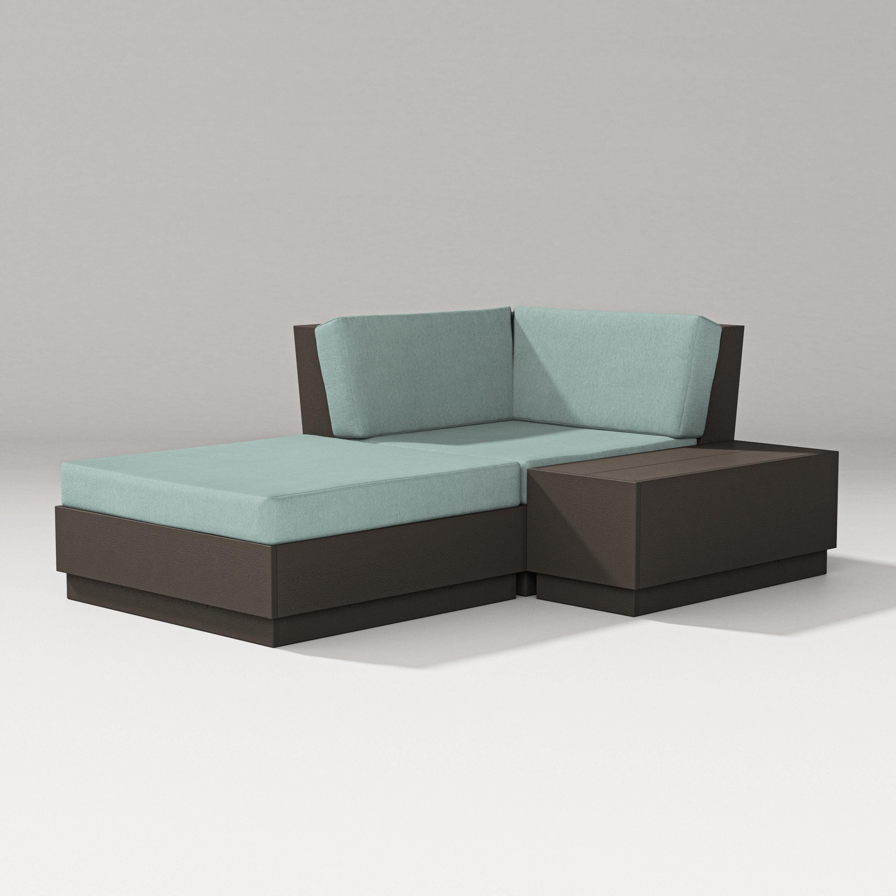PW Designer Series Elevate Corner Chaise in Vintage Coffee / Glacier Spa