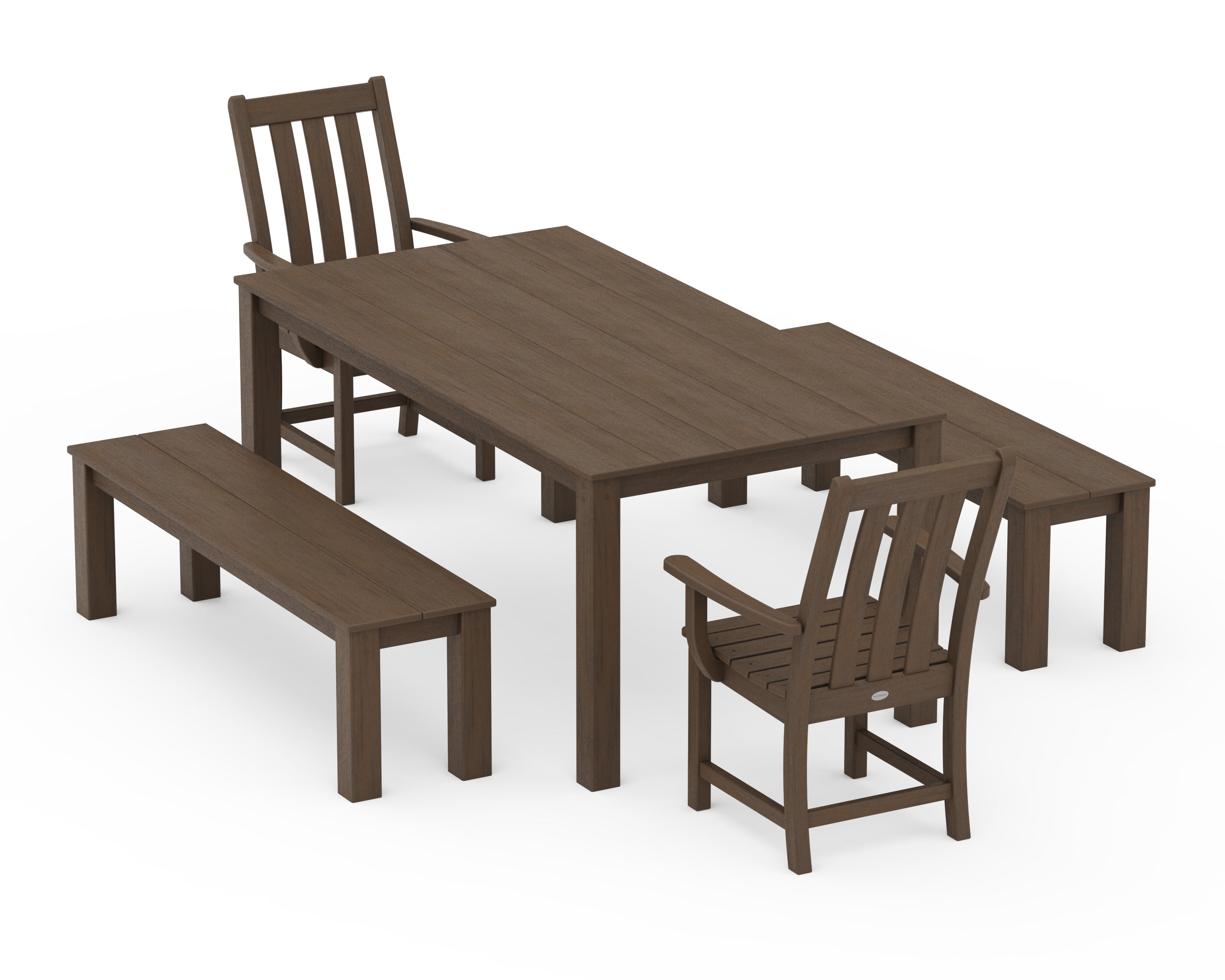 POLYWOOD Vineyard 5-Piece Parsons Dining Set with Benches in Kona