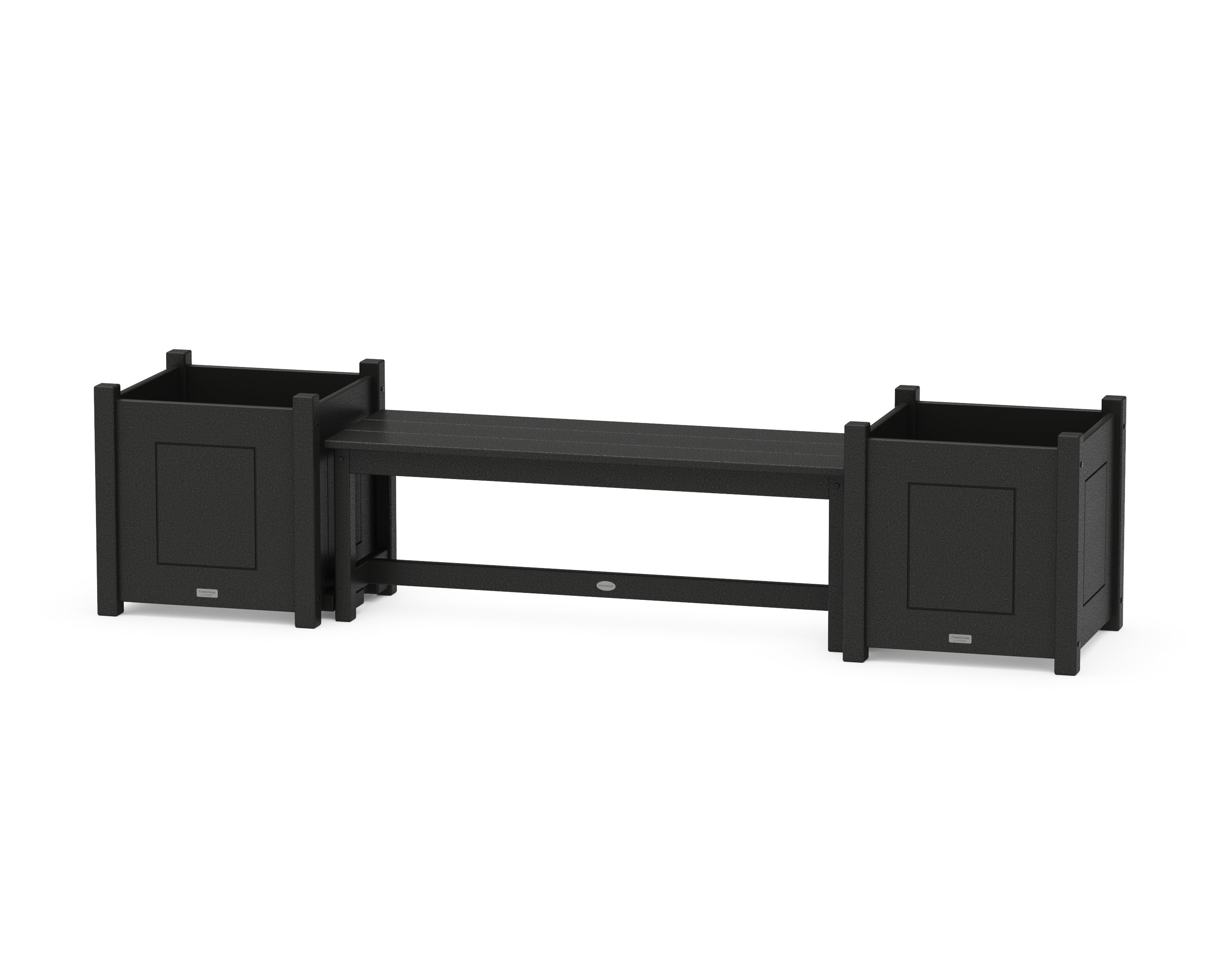 POLYWOOD 48" Country Living Straight Planter Bench Set - Large in Black
