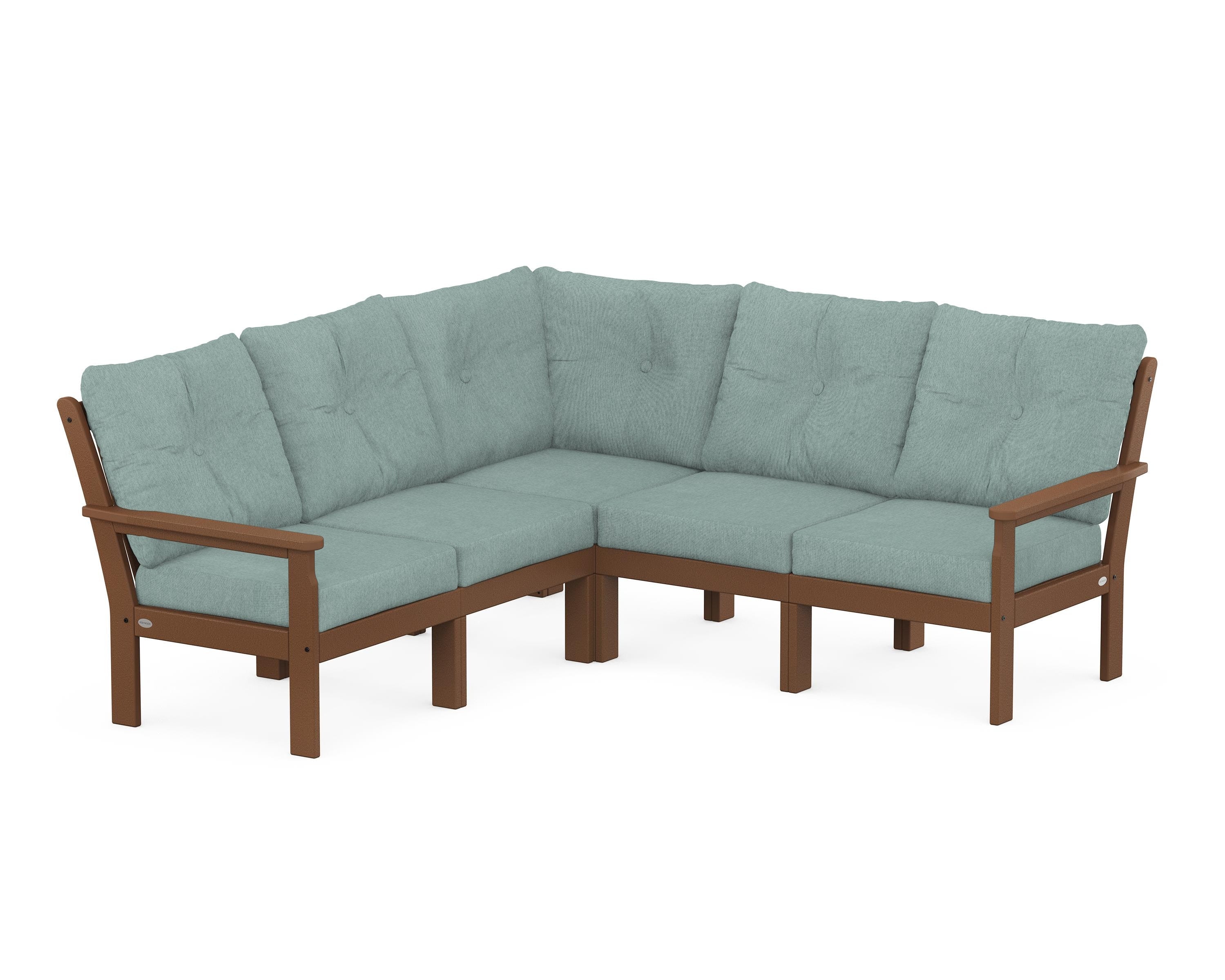POLYWOOD Vineyard 5-Piece Sectional in Teak / Glacier Spa